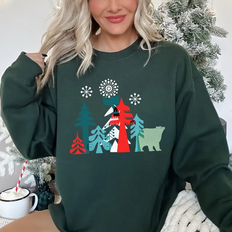 Christmas Folk Art Polar Bear Sweatshirt sold by Refinery Number One