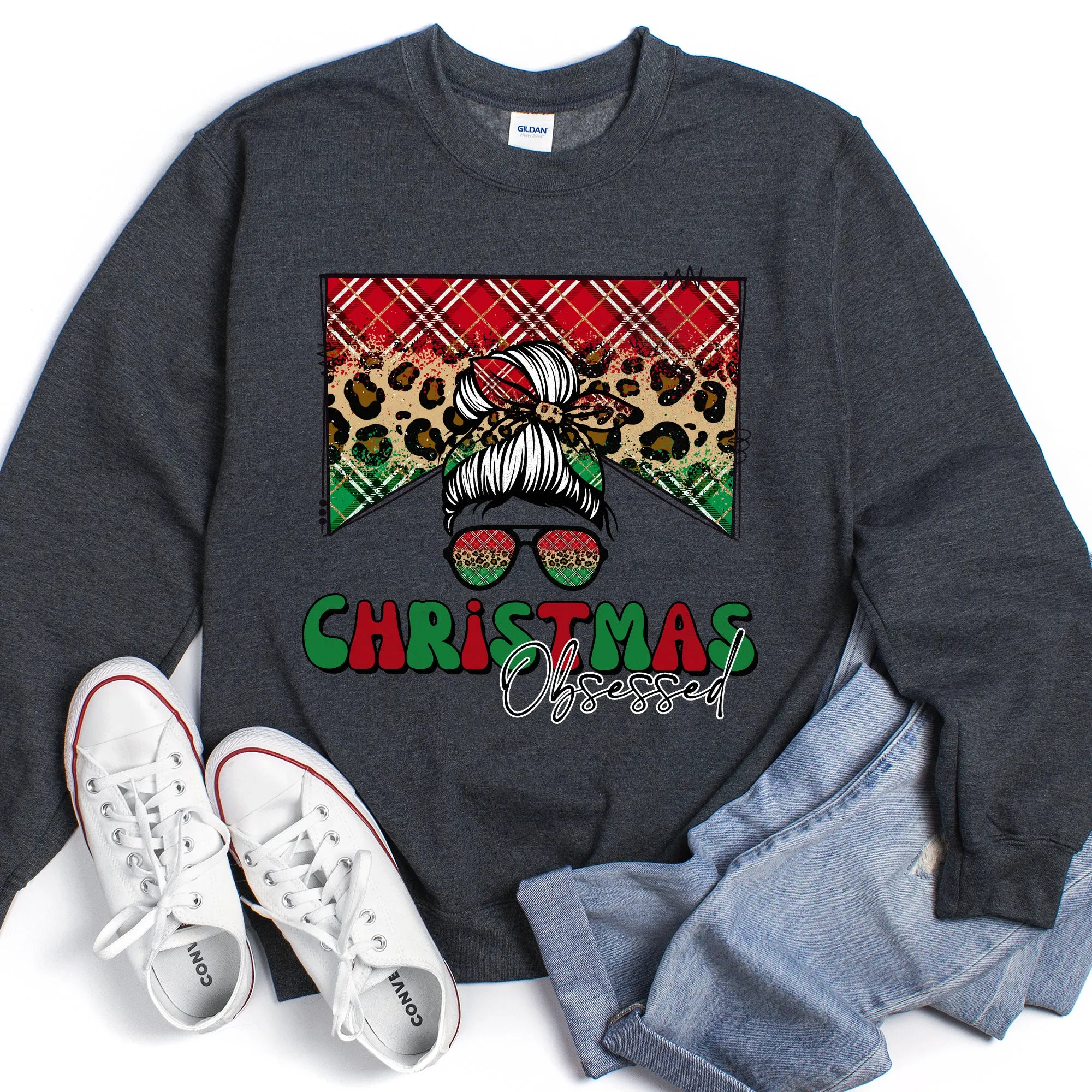 Christmas Obsessed Leopard Print Sweatshirt sold by Refinery Number One product image thumbnail 3