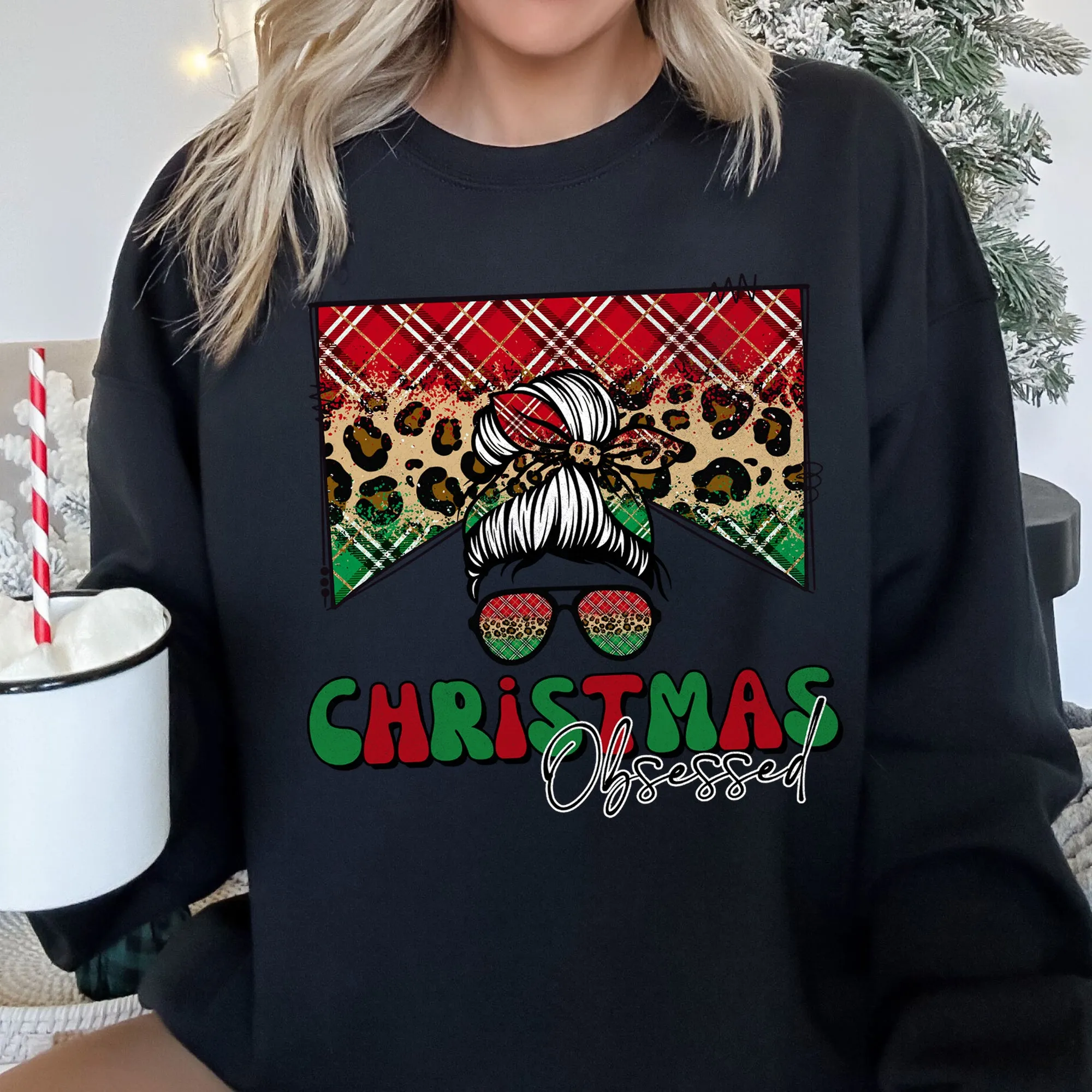 Christmas Obsessed Leopard Print Sweatshirt sold by Refinery Number One