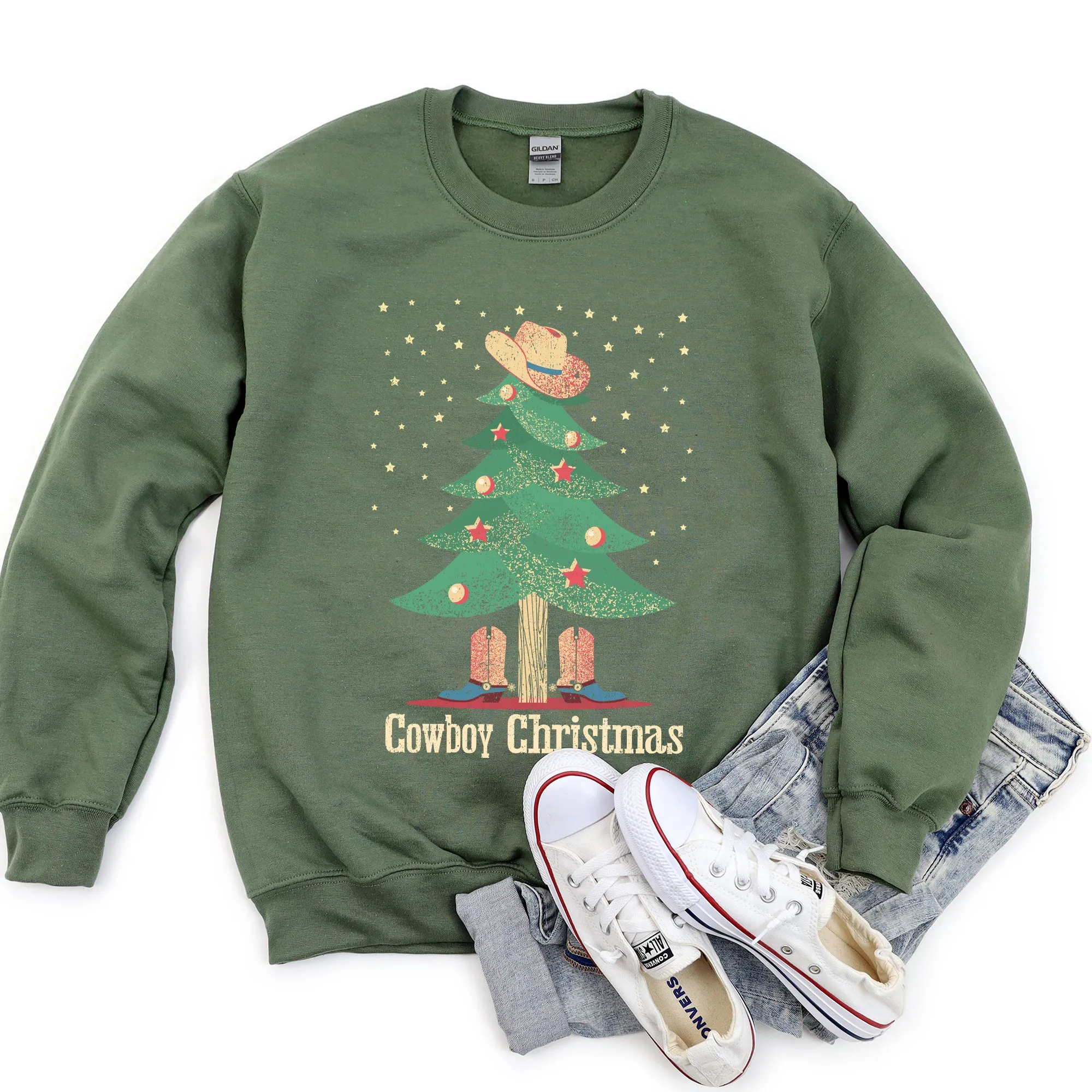 Cowboy Christmas Boots Sweatshirt sold by Refinery Number One product image thumbnail 4