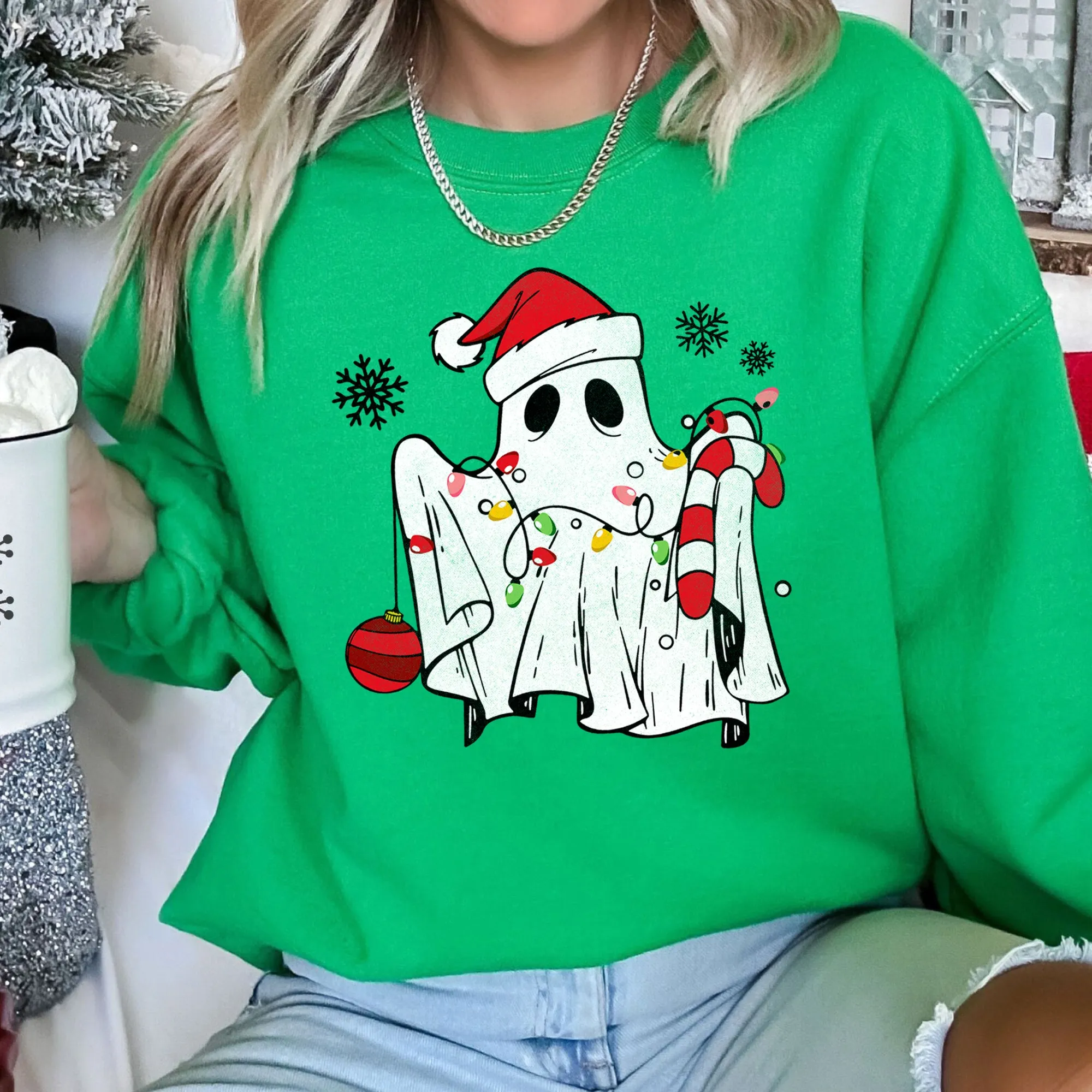 Cute Ghost Christmas Sweatshirt sold by Refinery Number One product image thumbnail 2