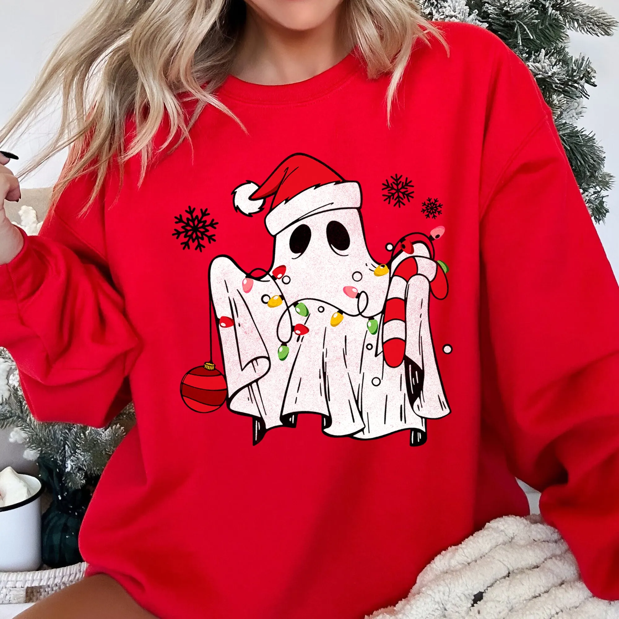 Cute Ghost Christmas Sweatshirt sold by Refinery Number One product image thumbnail 5