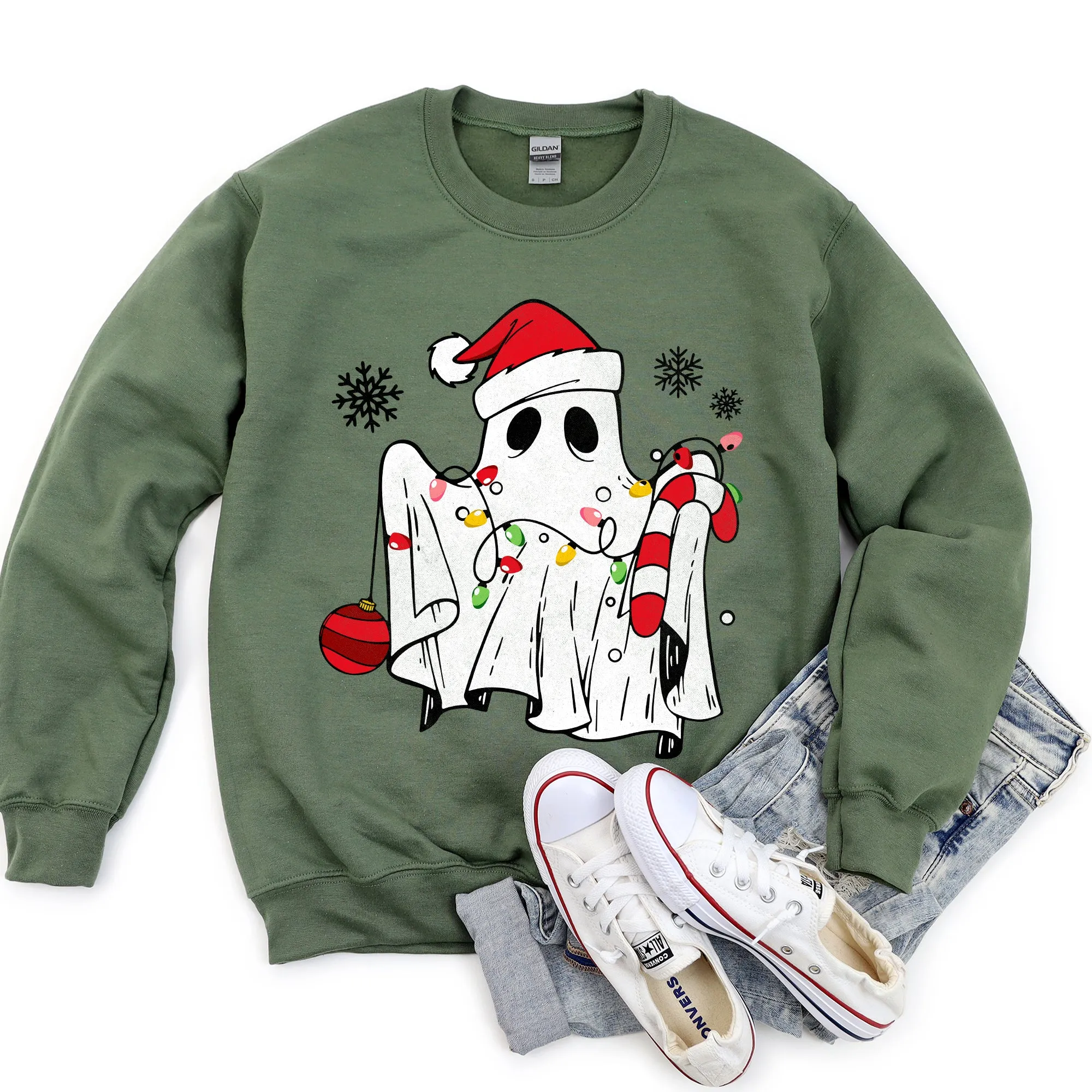Cute Ghost Christmas Sweatshirt sold by Refinery Number One product image thumbnail 4