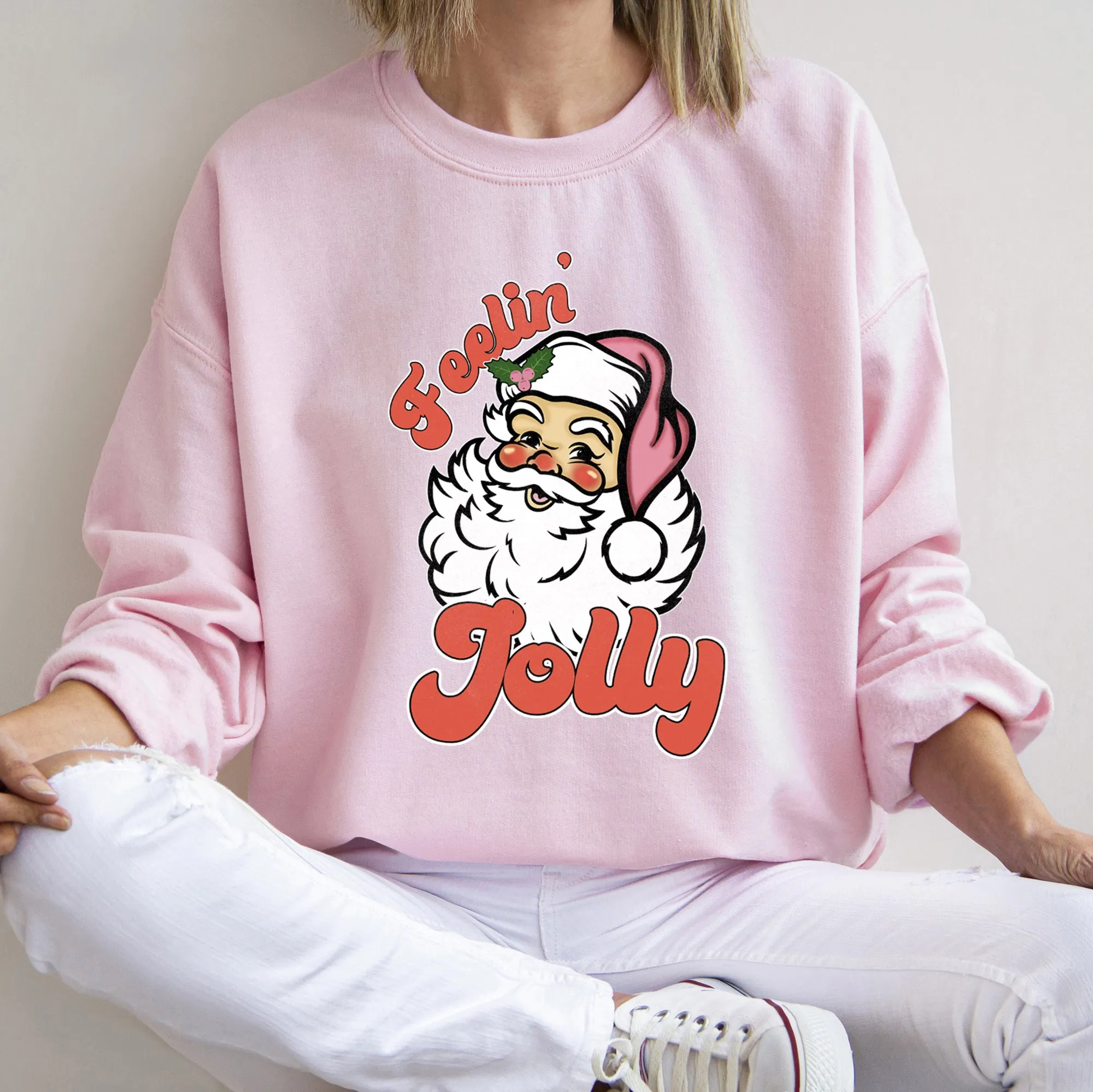 Feeling Jolly Retro Santa Christmas Sweatshirt sold by Refinery Number One product image thumbnail 5