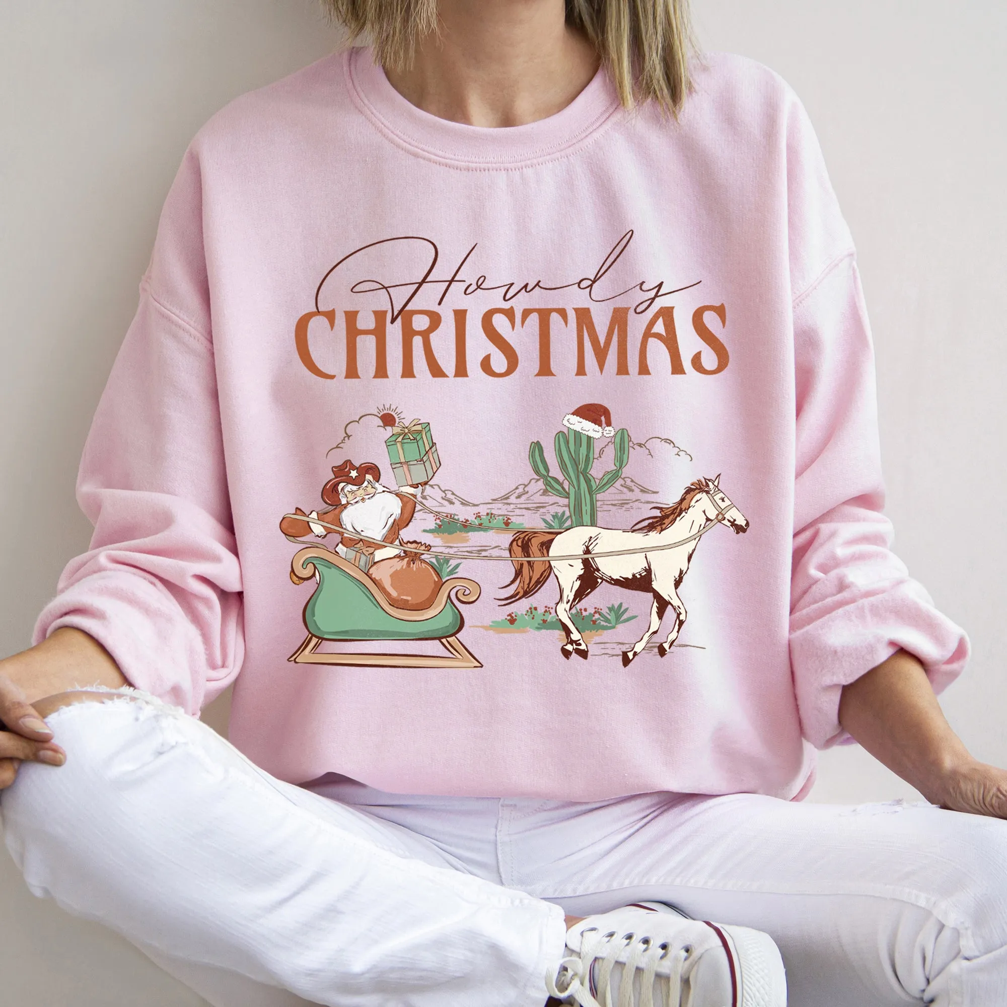 Howdy Christmas, Santa Cowboy, Horse Sweatshirt sold by Refinery Number One product image thumbnail 2