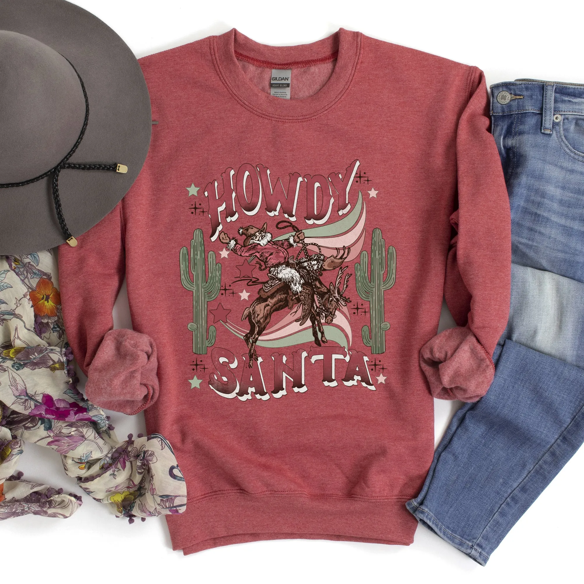 Howdy Santa, Reindeer Cowboy Rodeo Sweatshirt sold by Refinery Number One product image thumbnail 4