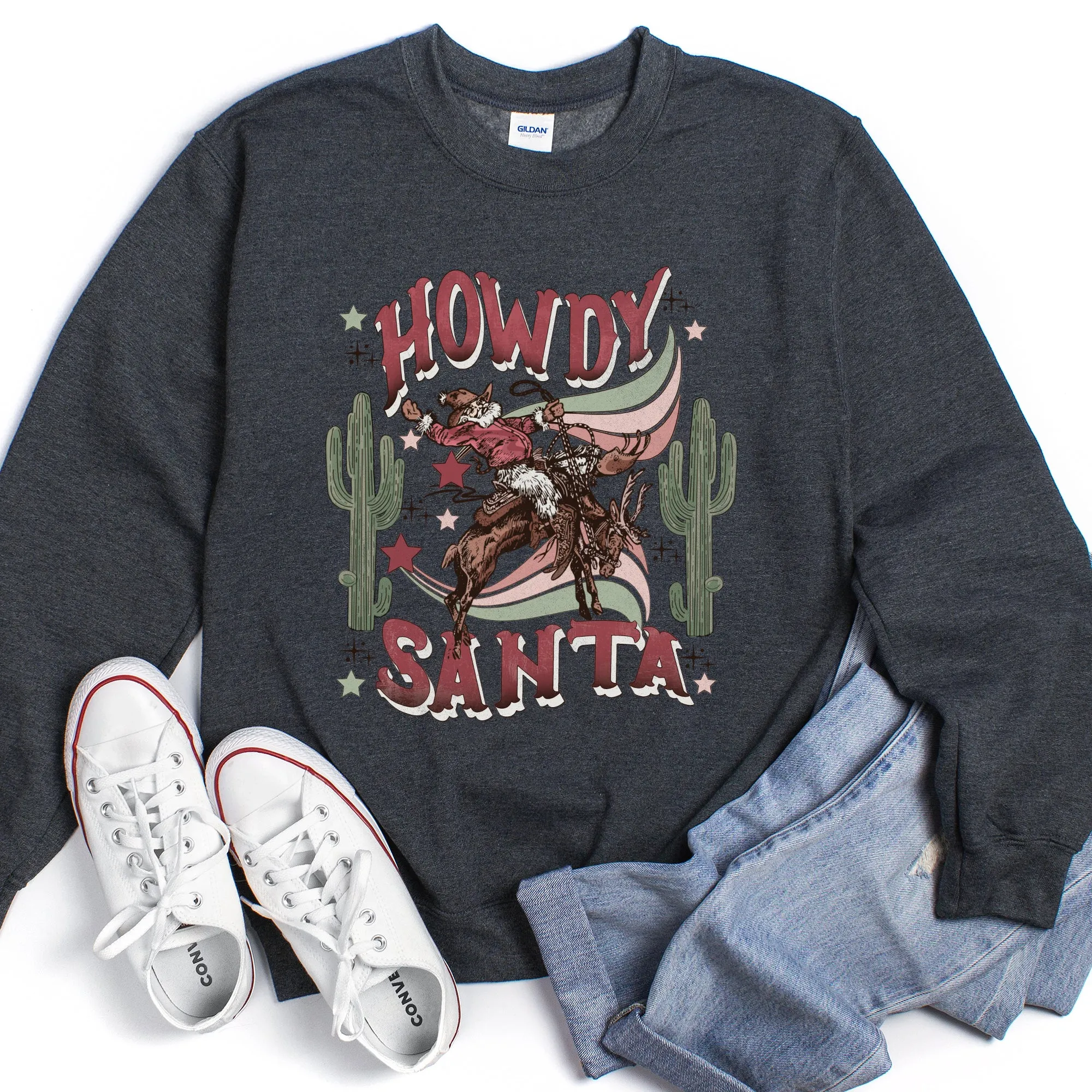 Howdy Santa, Reindeer Cowboy Rodeo Sweatshirt sold by Refinery Number One product image thumbnail 3