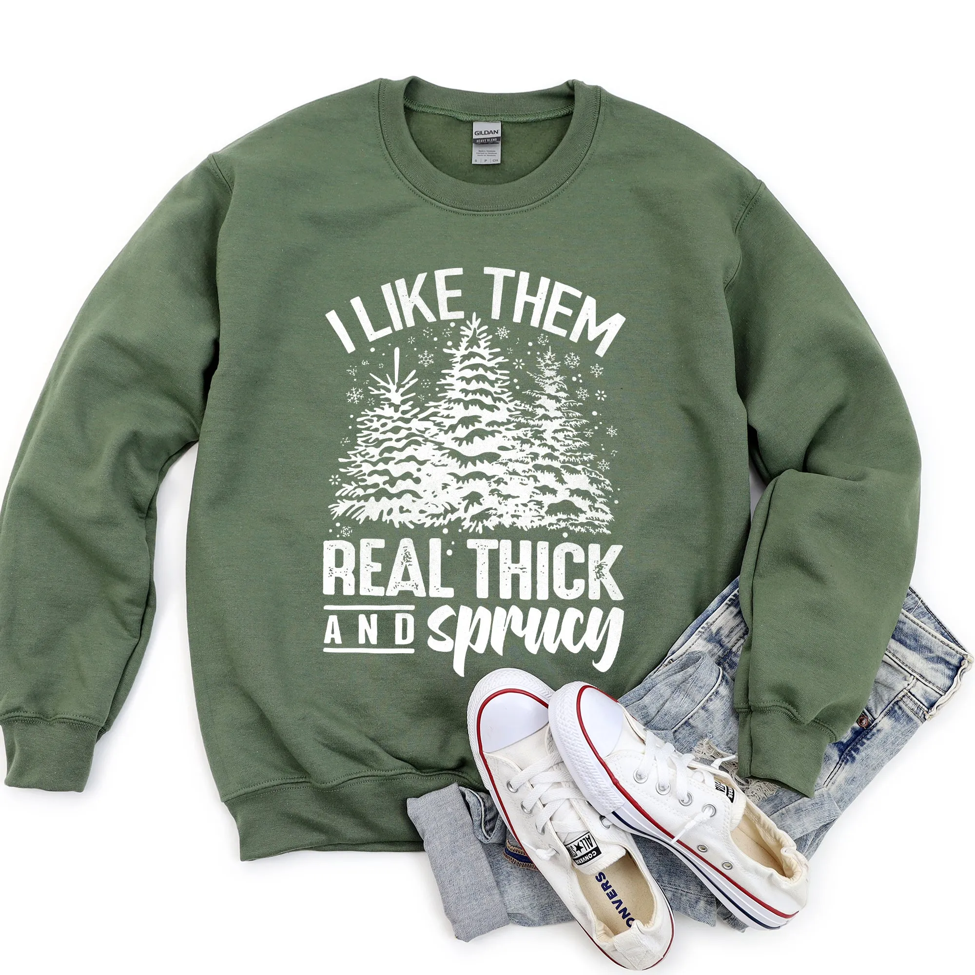 I Like Them Real Thick Christmas Sweatshirt sold by Refinery Number One product image thumbnail 4