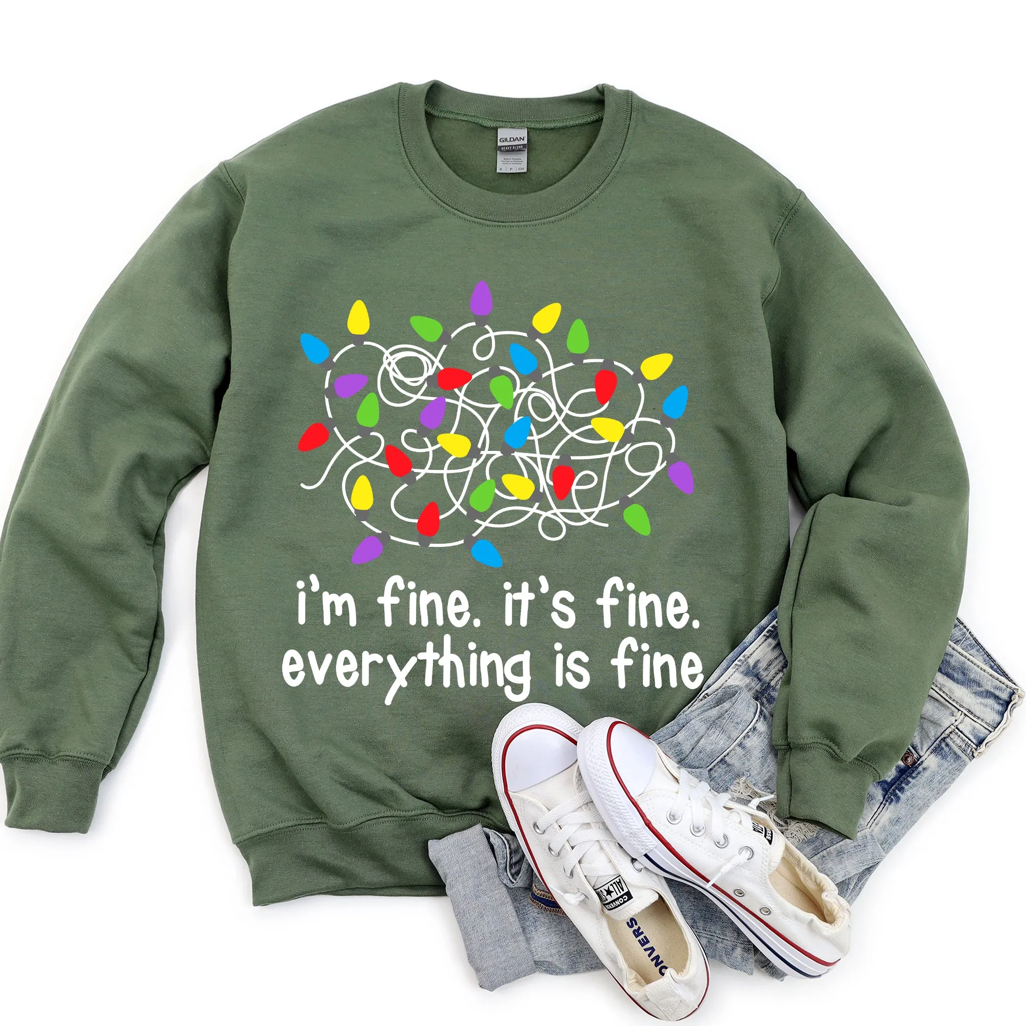 I'm Fine, It's Fine, Everything Is Fine, Christmas Sweatshirt sold by Refinery Number One product image thumbnail 4