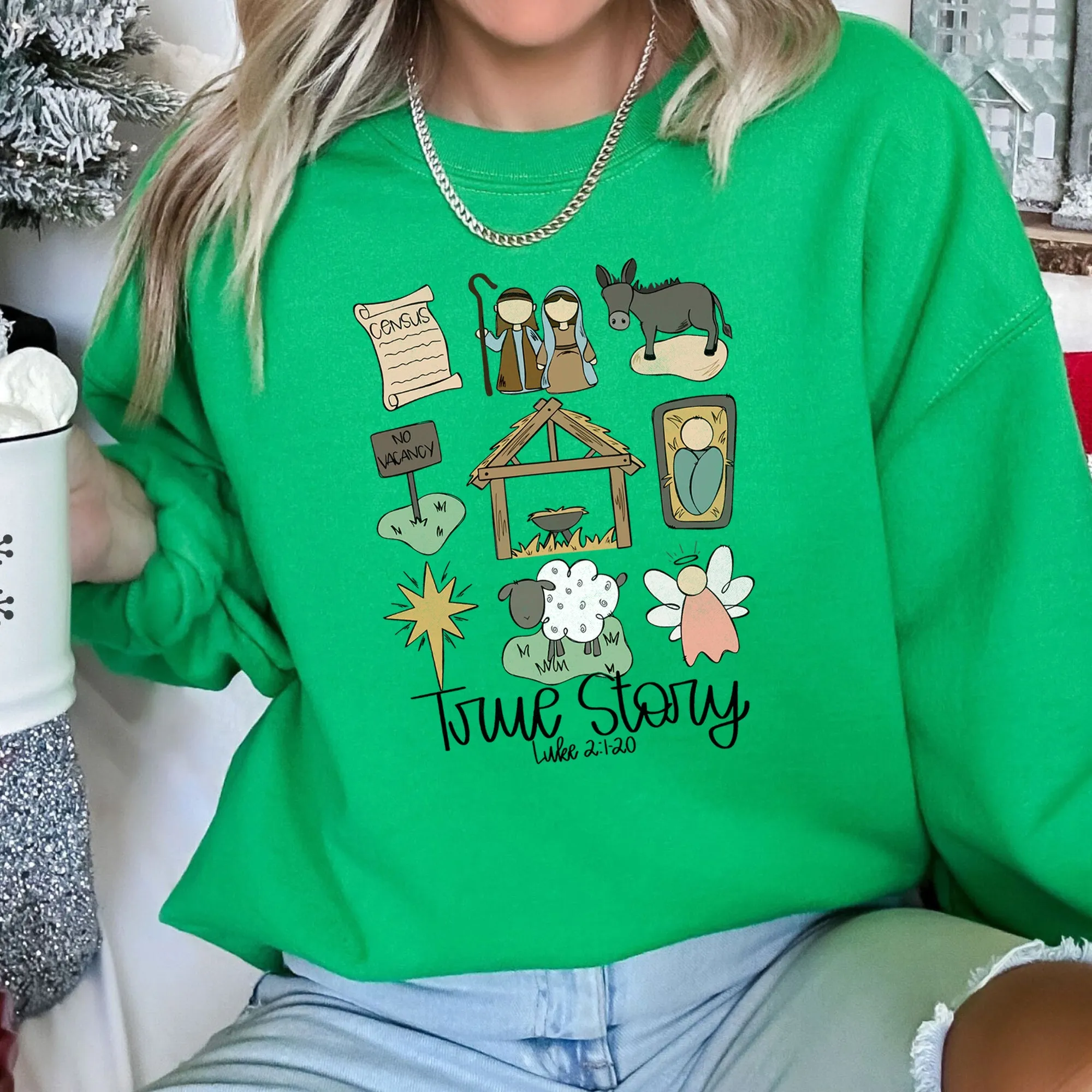Jesus, True Story Christmas Sweatshirt sold by Refinery Number One product image thumbnail 2