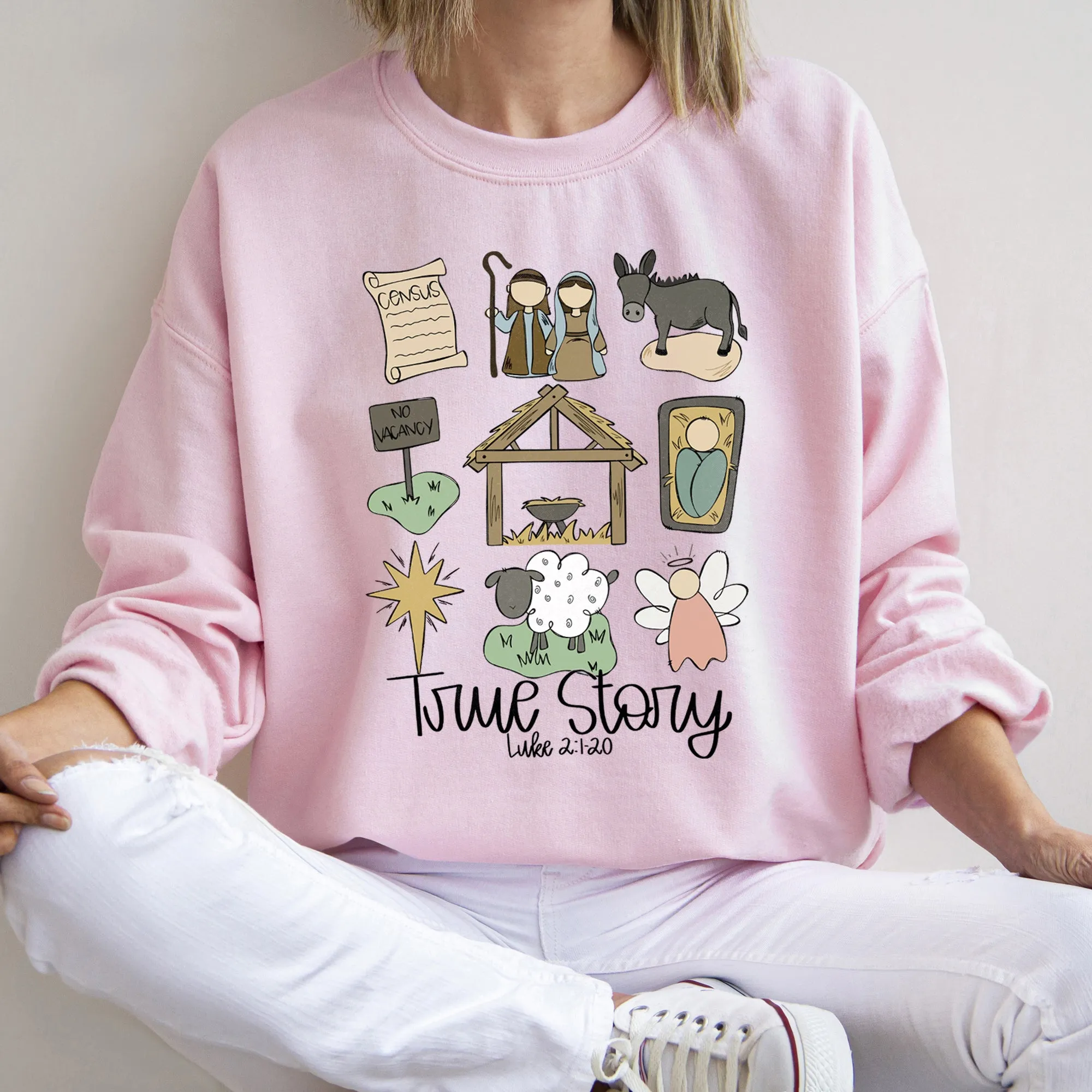 Jesus, True Story Christmas Sweatshirt sold by Refinery Number One product image thumbnail 3