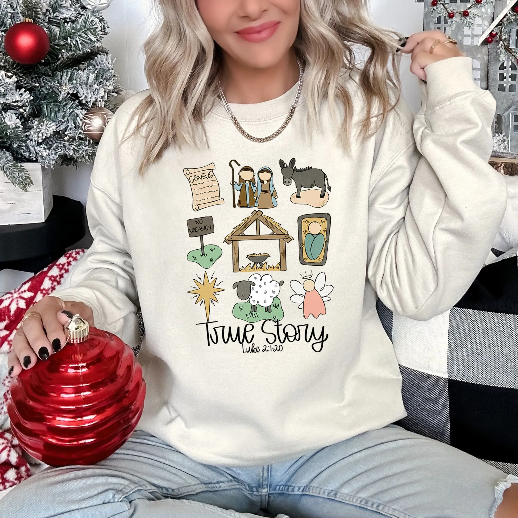 Jesus, True Story Christmas Sweatshirt sold by Refinery Number One product image thumbnail 5