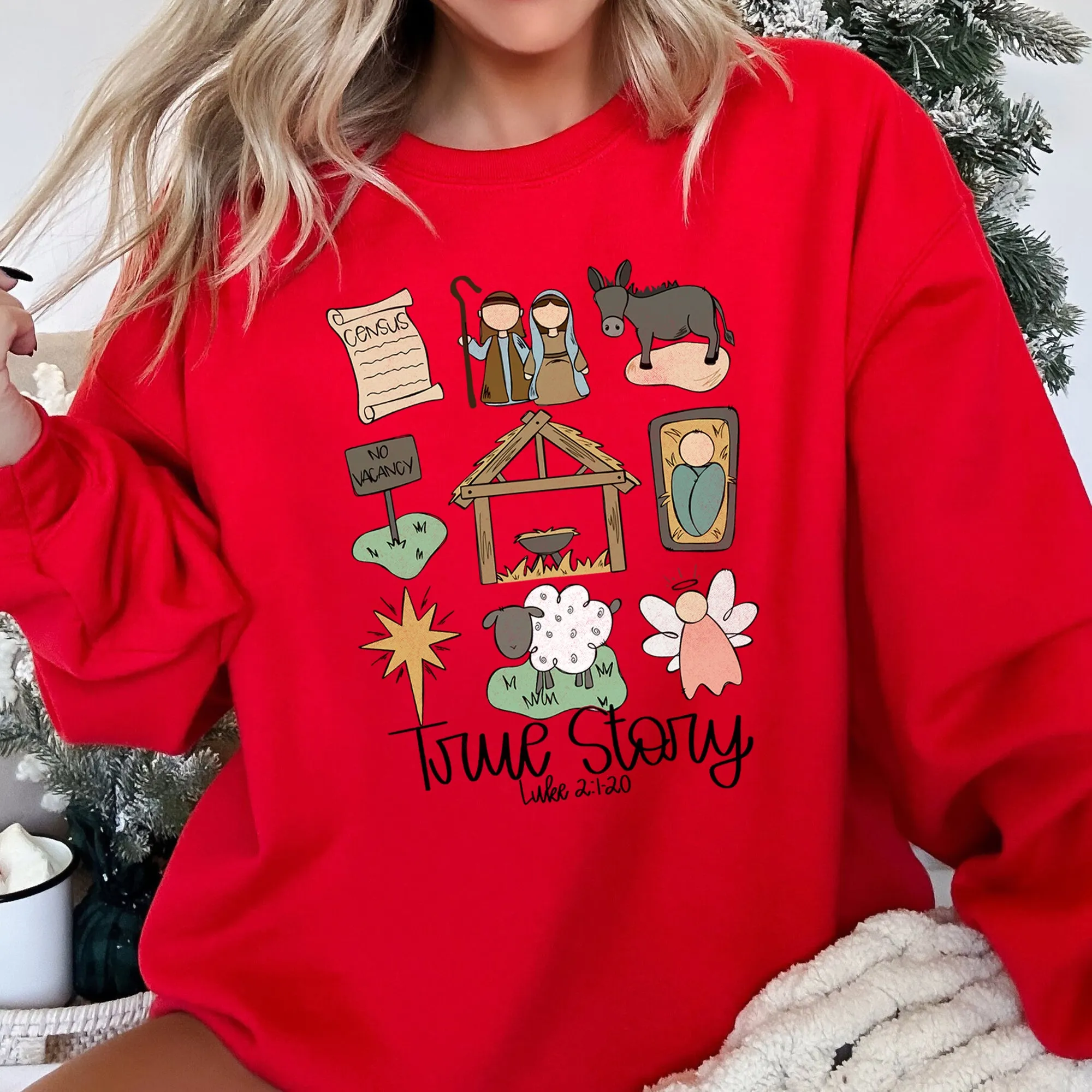 Jesus, True Story Christmas Sweatshirt sold by Refinery Number One product image thumbnail 4