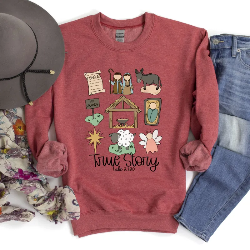 Jesus, True Story Christmas Sweatshirt sold by Refinery Number One