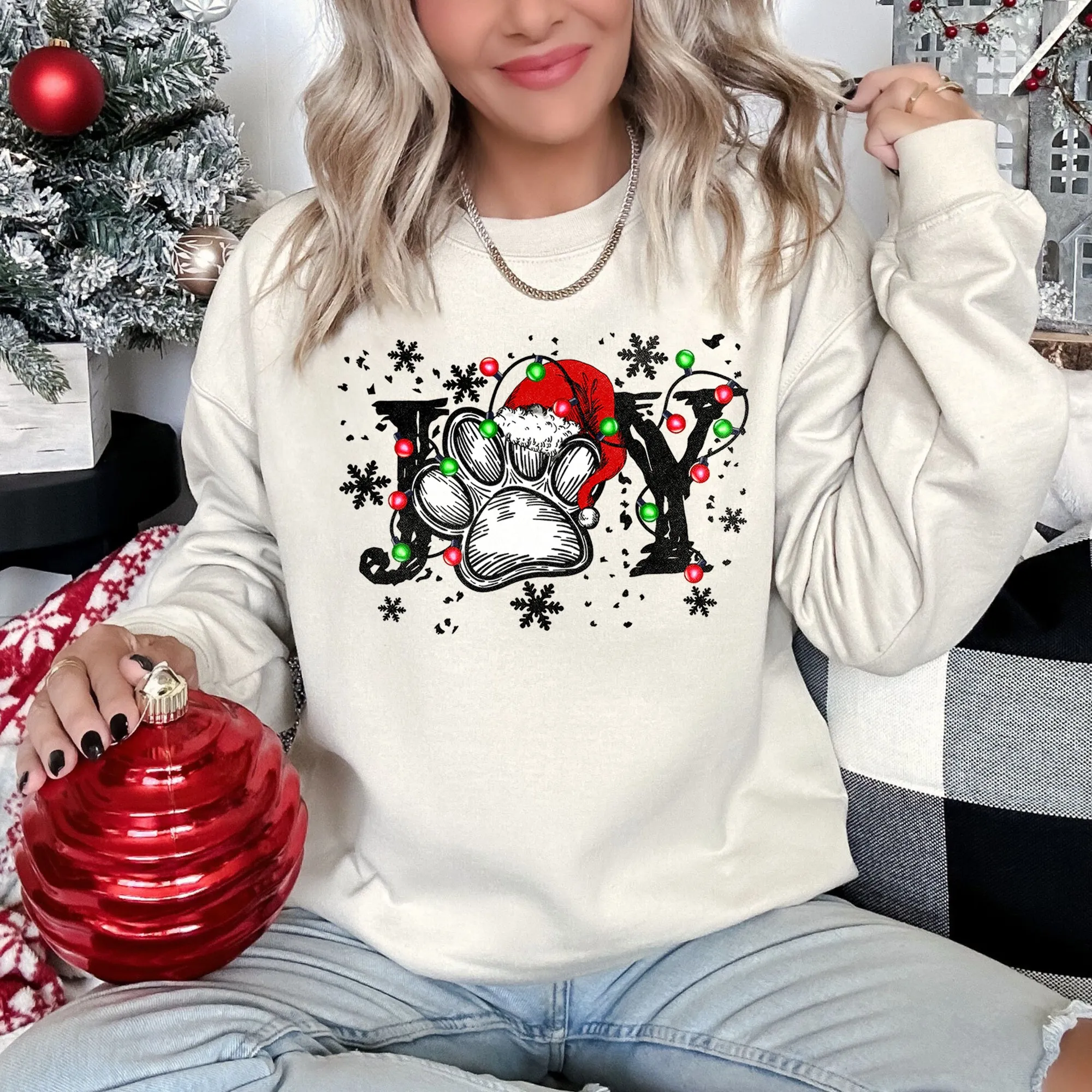 Joy Paw Cute Christmas Sweatshirt sold by Refinery Number One product image thumbnail 5