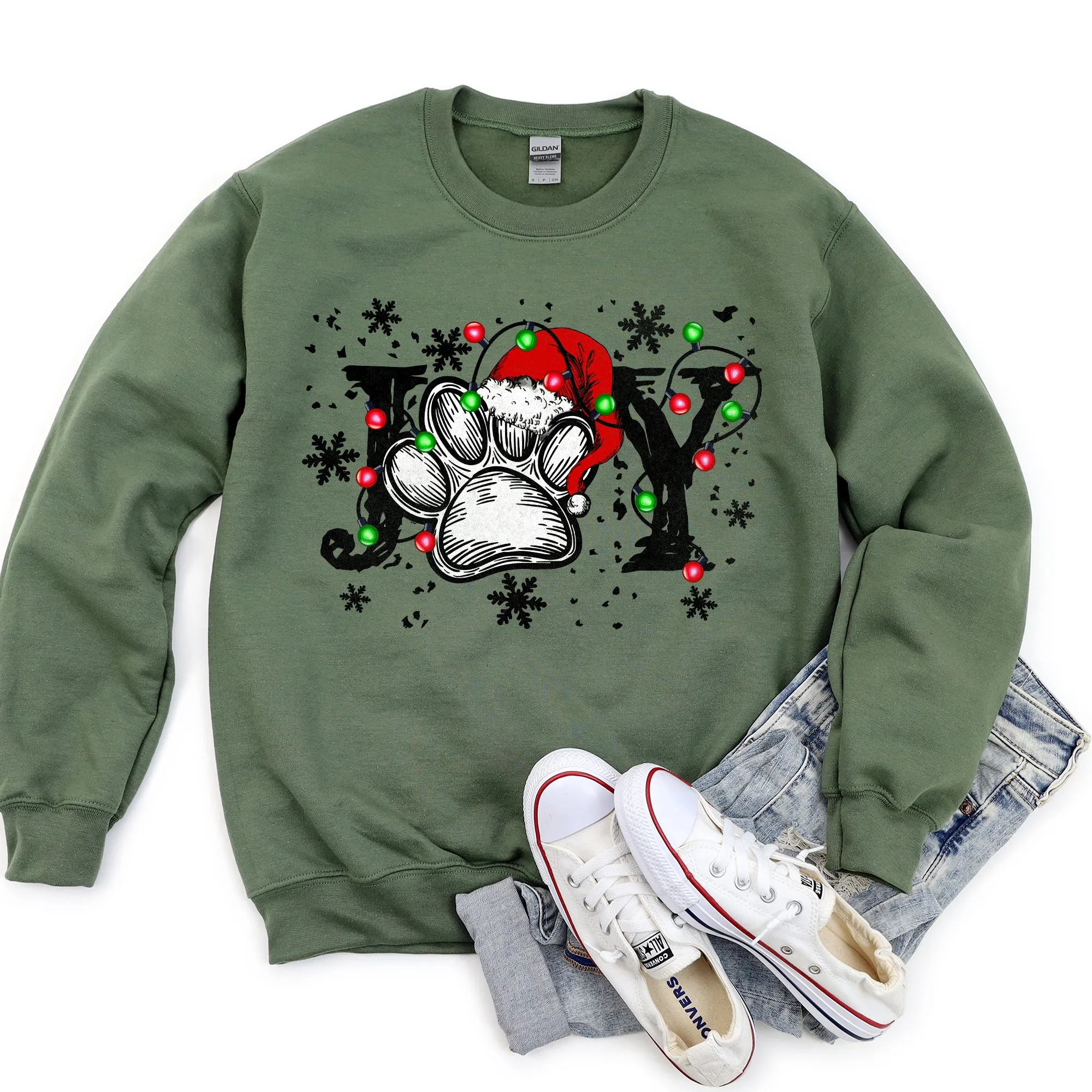 Joy Paw Cute Christmas Sweatshirt sold by Refinery Number One product image thumbnail 3