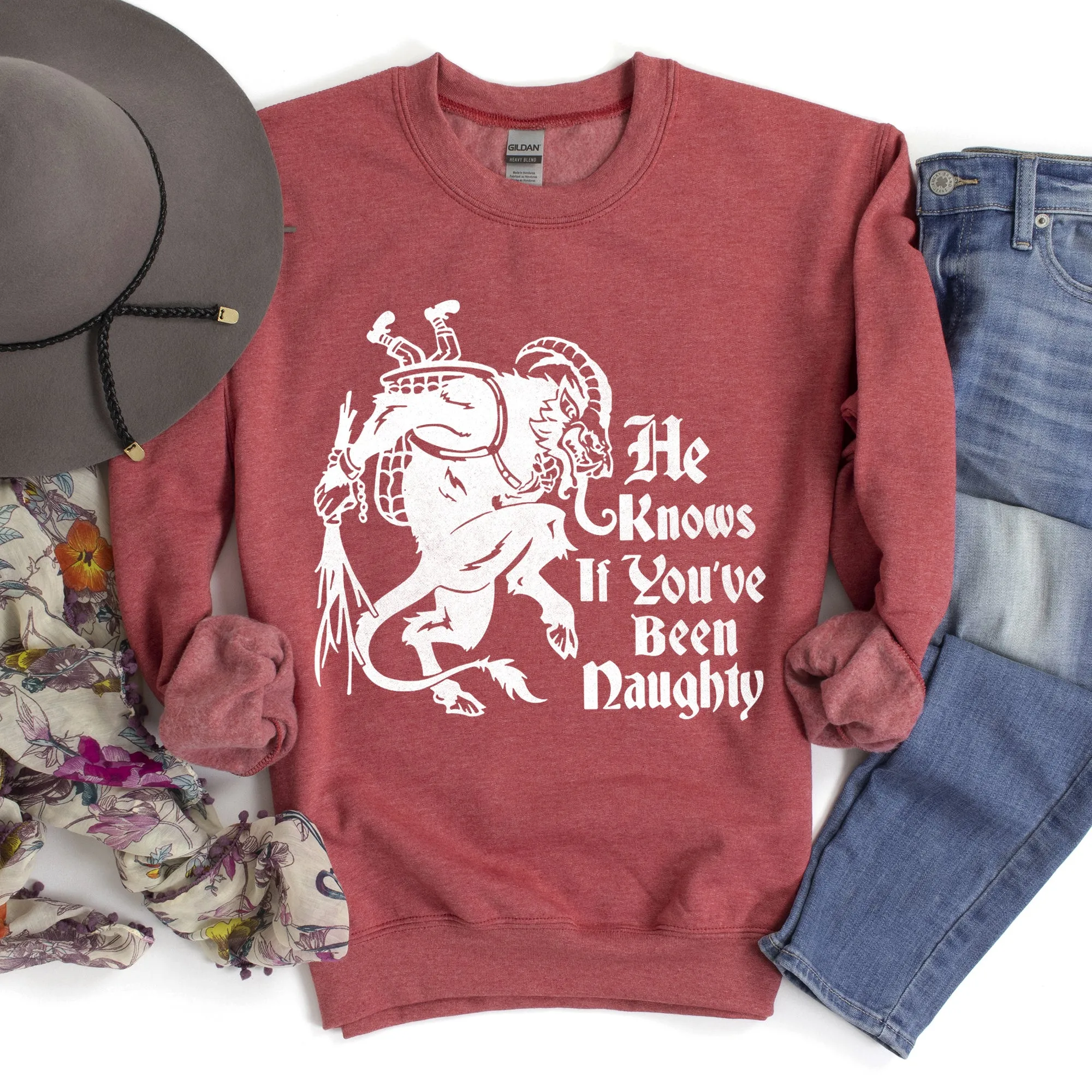 Krampus, Naughty, Santa Christmas Sweatshirt sold by Refinery Number One product image thumbnail 3