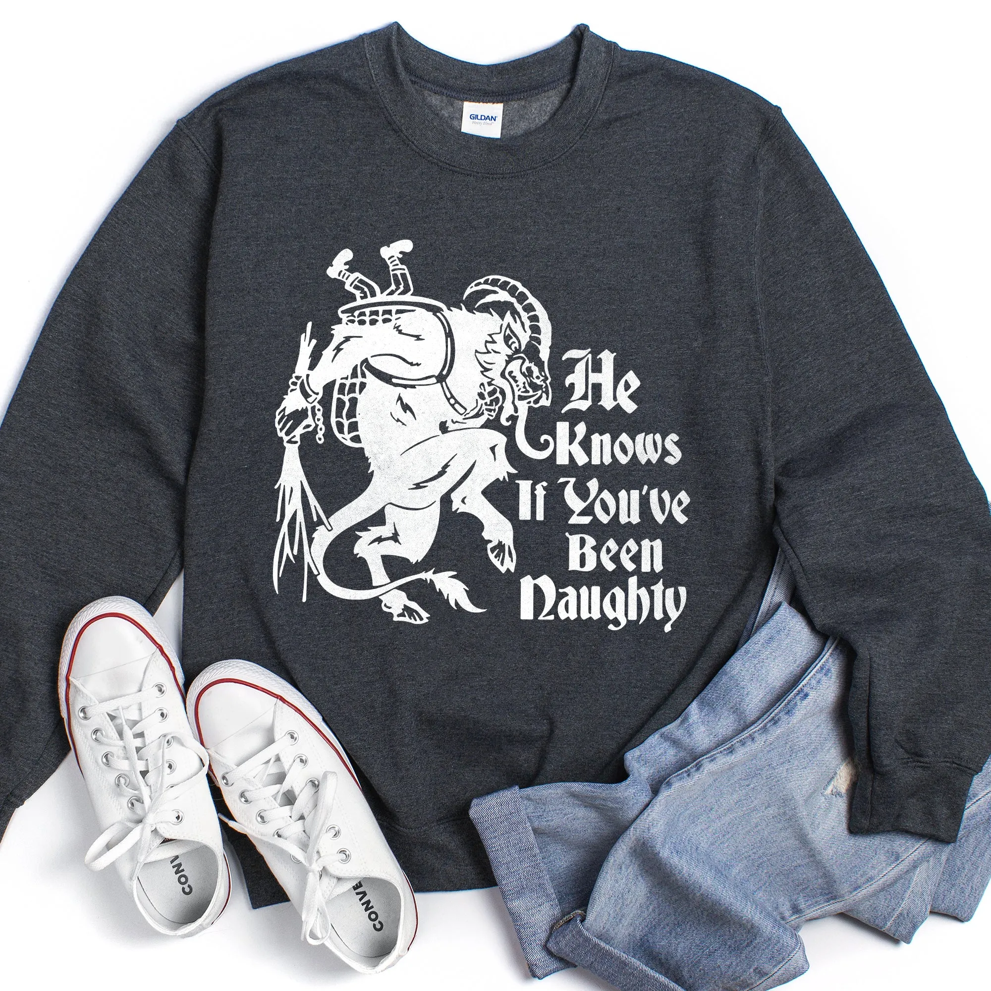 Krampus, Naughty, Santa Christmas Sweatshirt sold by Refinery Number One product image thumbnail 2