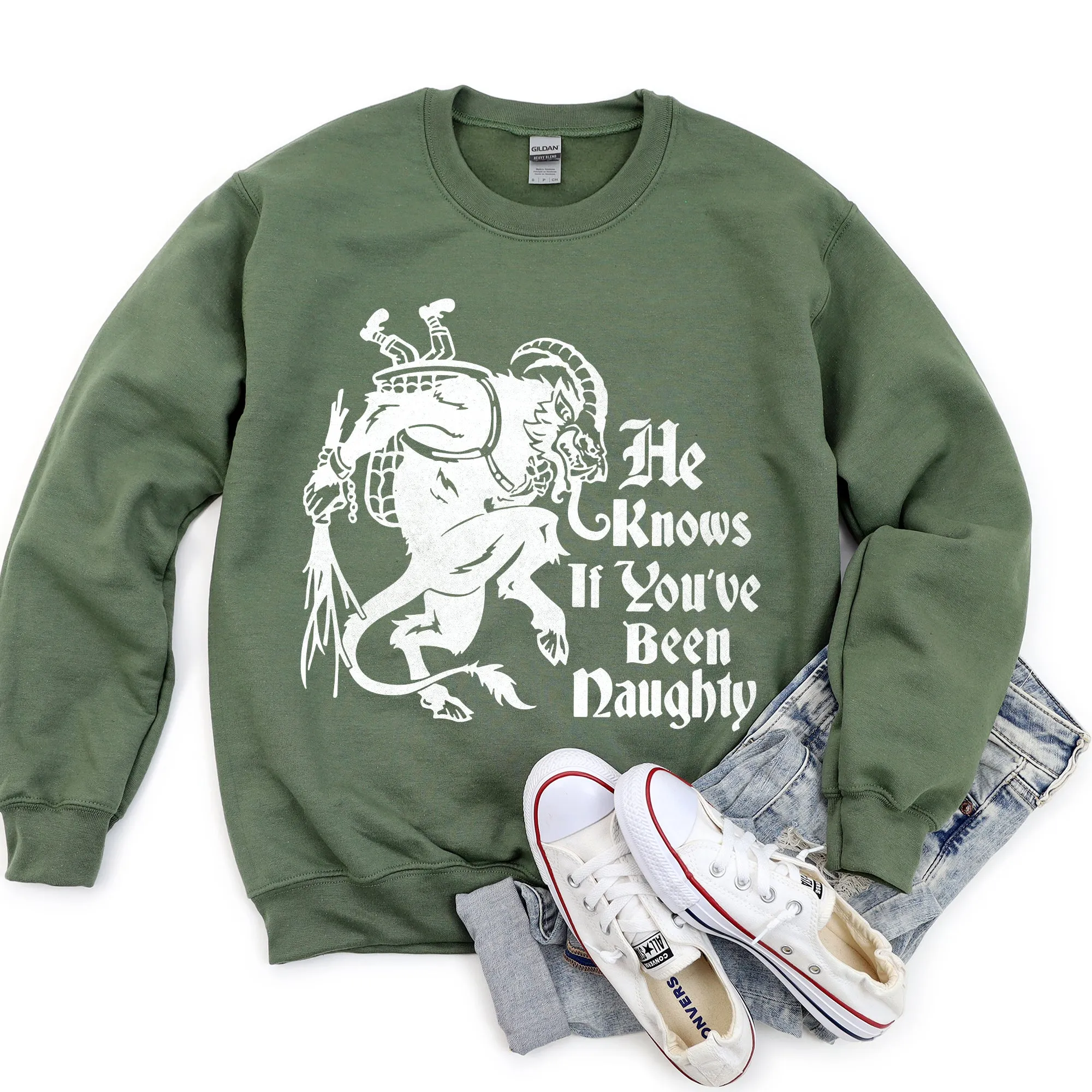 Krampus, Naughty, Santa Christmas Sweatshirt sold by Refinery Number One product image thumbnail 4