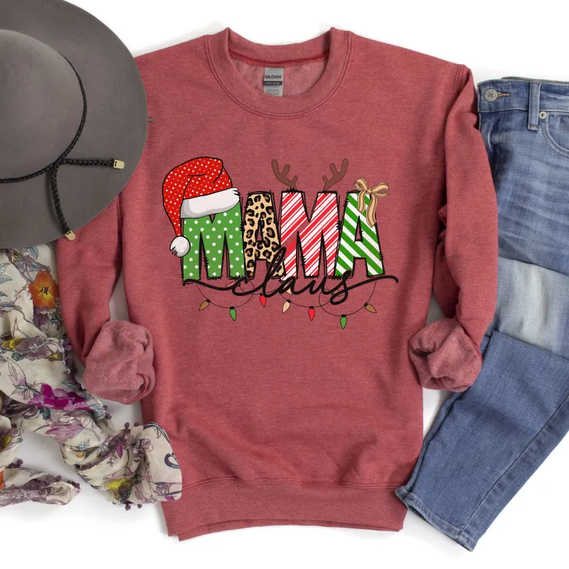 Mama Claus, Santa, Plaid, Leopard Print, Christmas Sweatshirt sold by Refinery Number One
