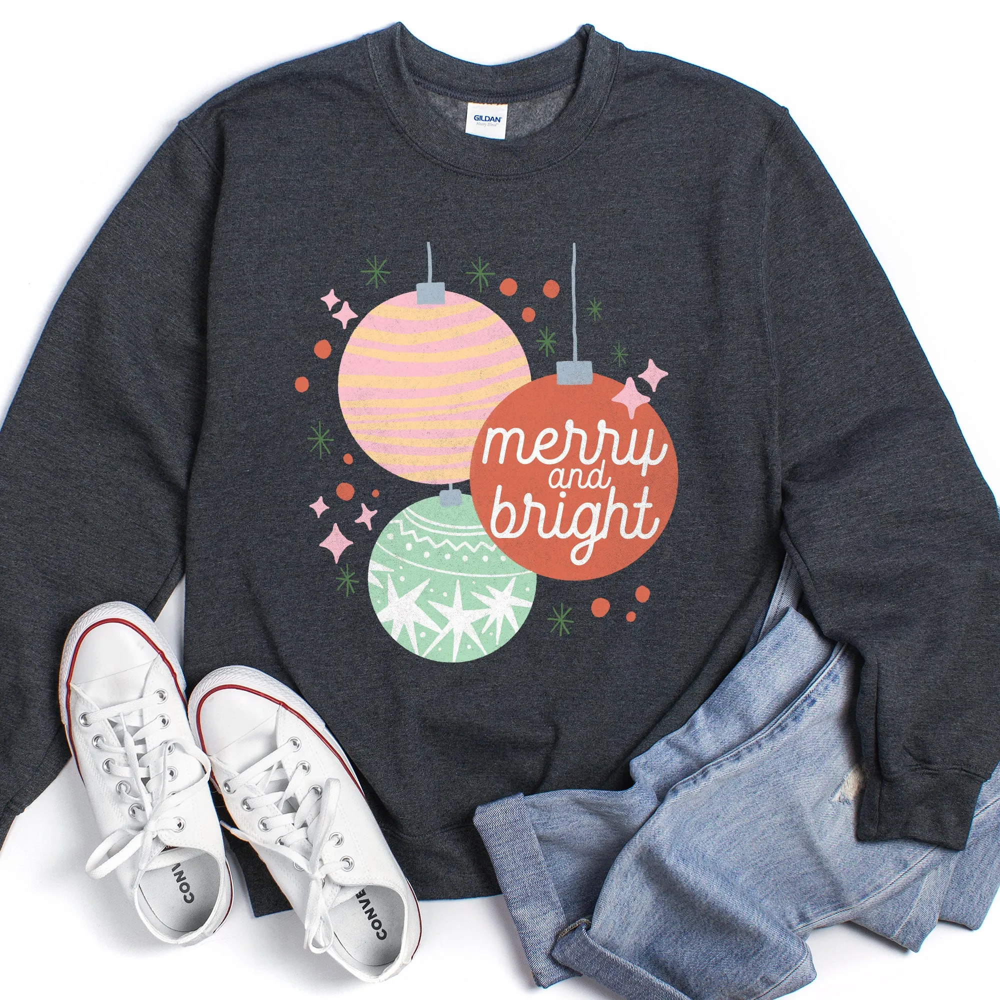 Merry And Bright, Pastel, Christmas Sweatshirt sold by Refinery Number One product image thumbnail 3