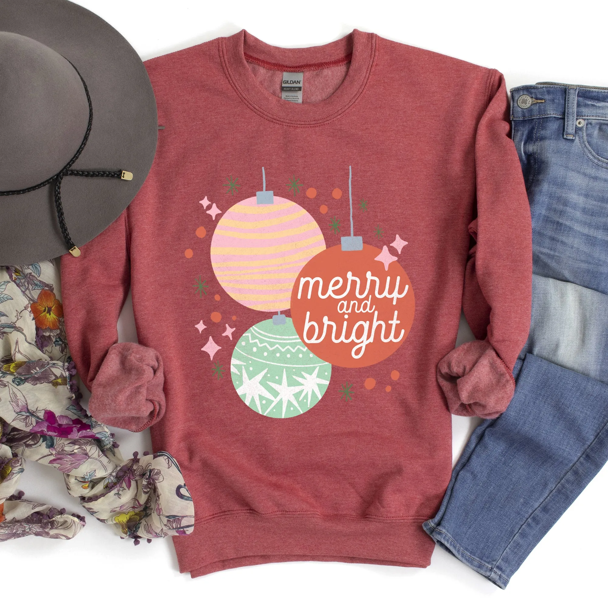 Merry And Bright, Pastel, Christmas Sweatshirt sold by Refinery Number One product image thumbnail 4