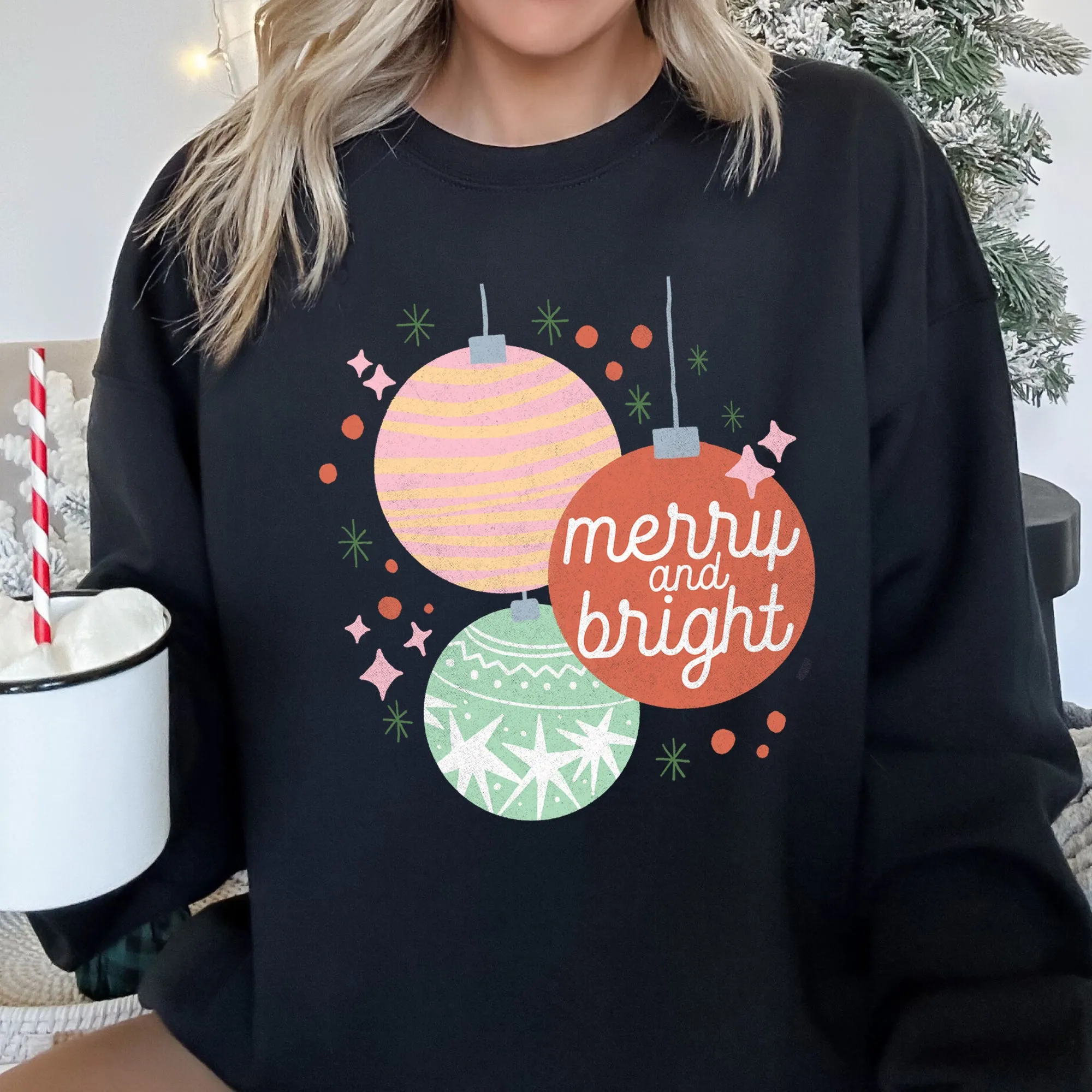 Merry And Bright, Pastel, Christmas Sweatshirt sold by Refinery Number One