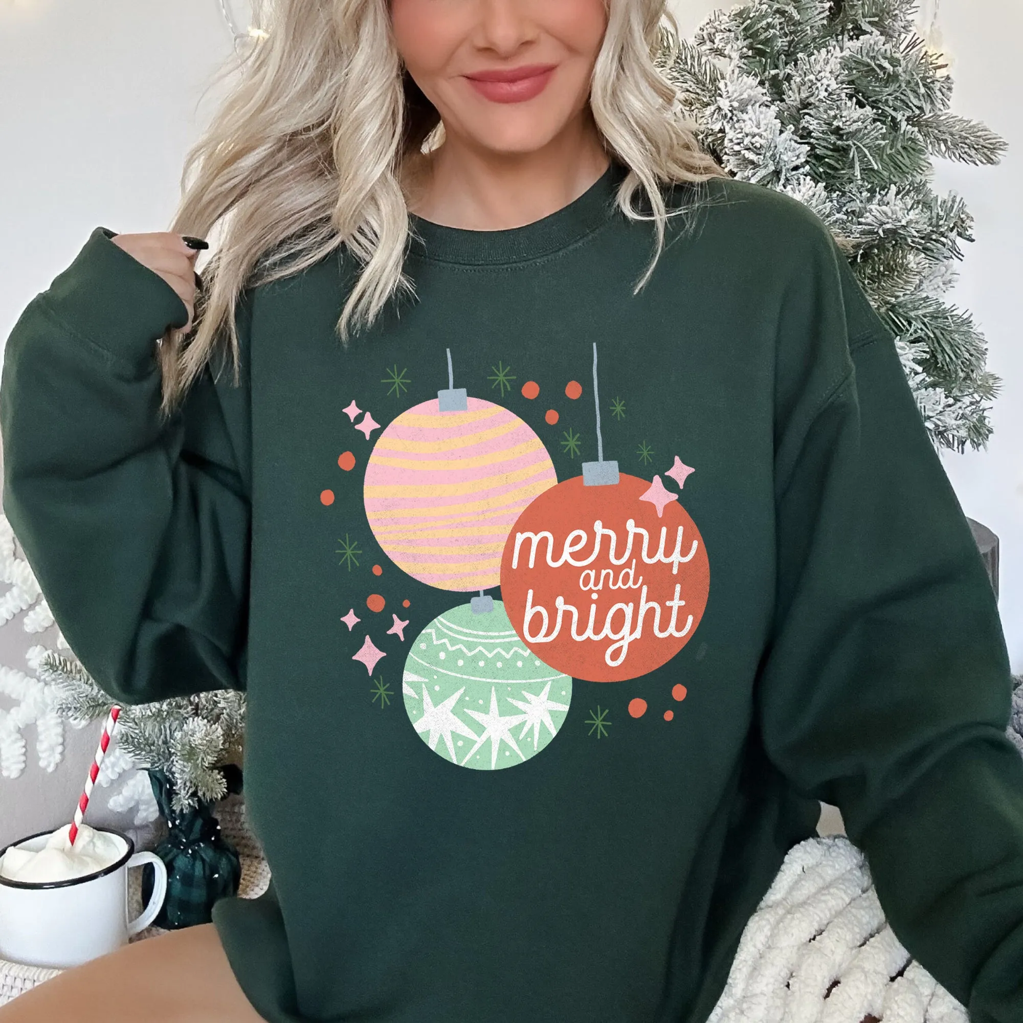 Merry And Bright, Pastel, Christmas Sweatshirt sold by Refinery Number One product image thumbnail 2