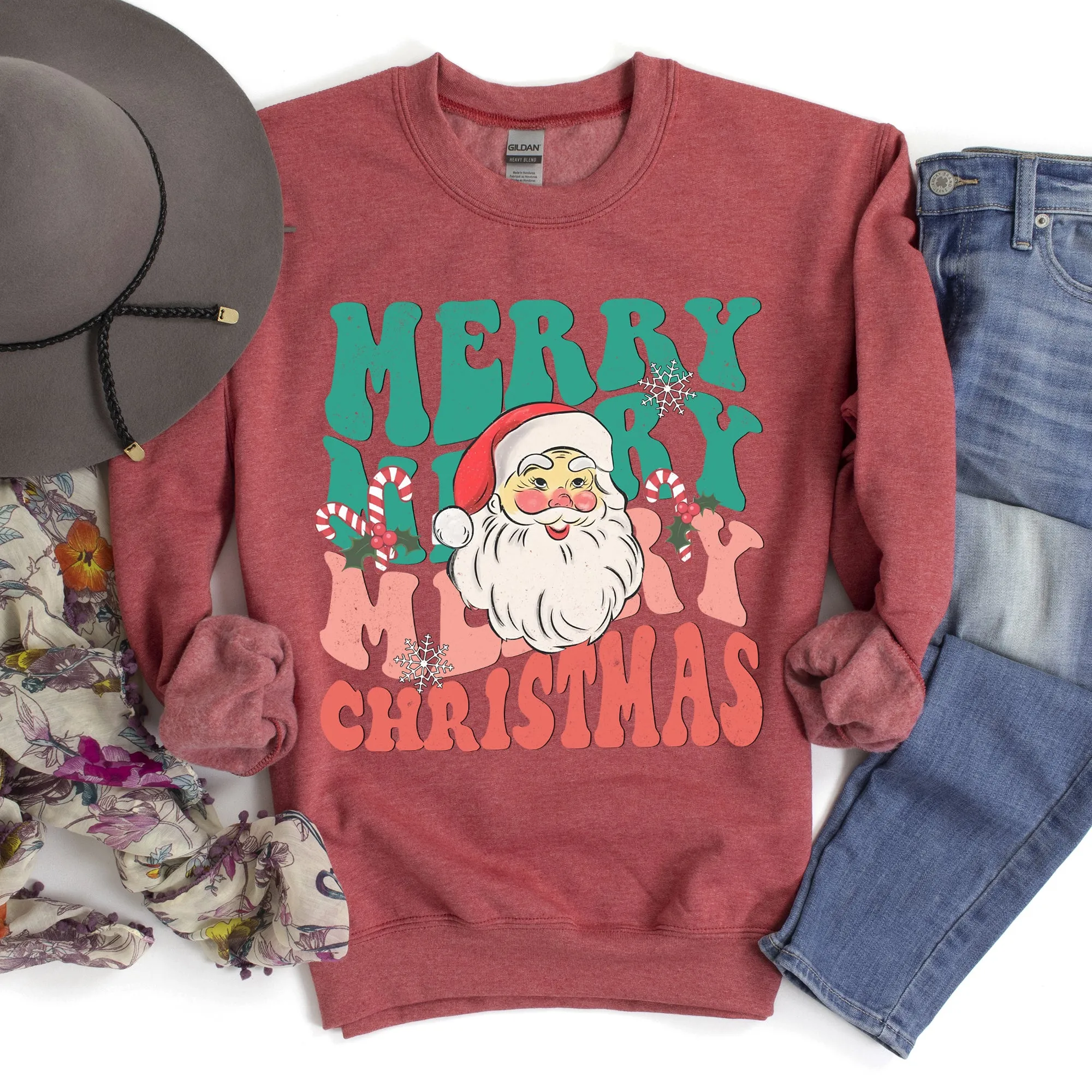 Merry Christmas, Retro Santa Sweatshirt sold by Refinery Number One product image thumbnail 4