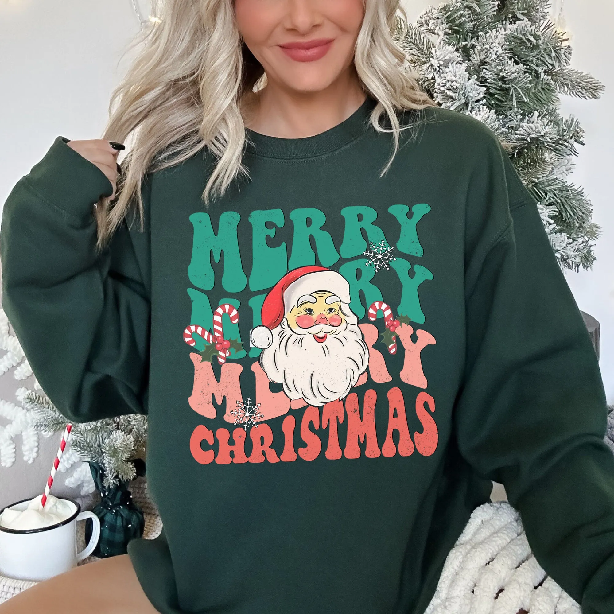 Merry Christmas, Retro Santa Sweatshirt sold by Refinery Number One product image thumbnail 2
