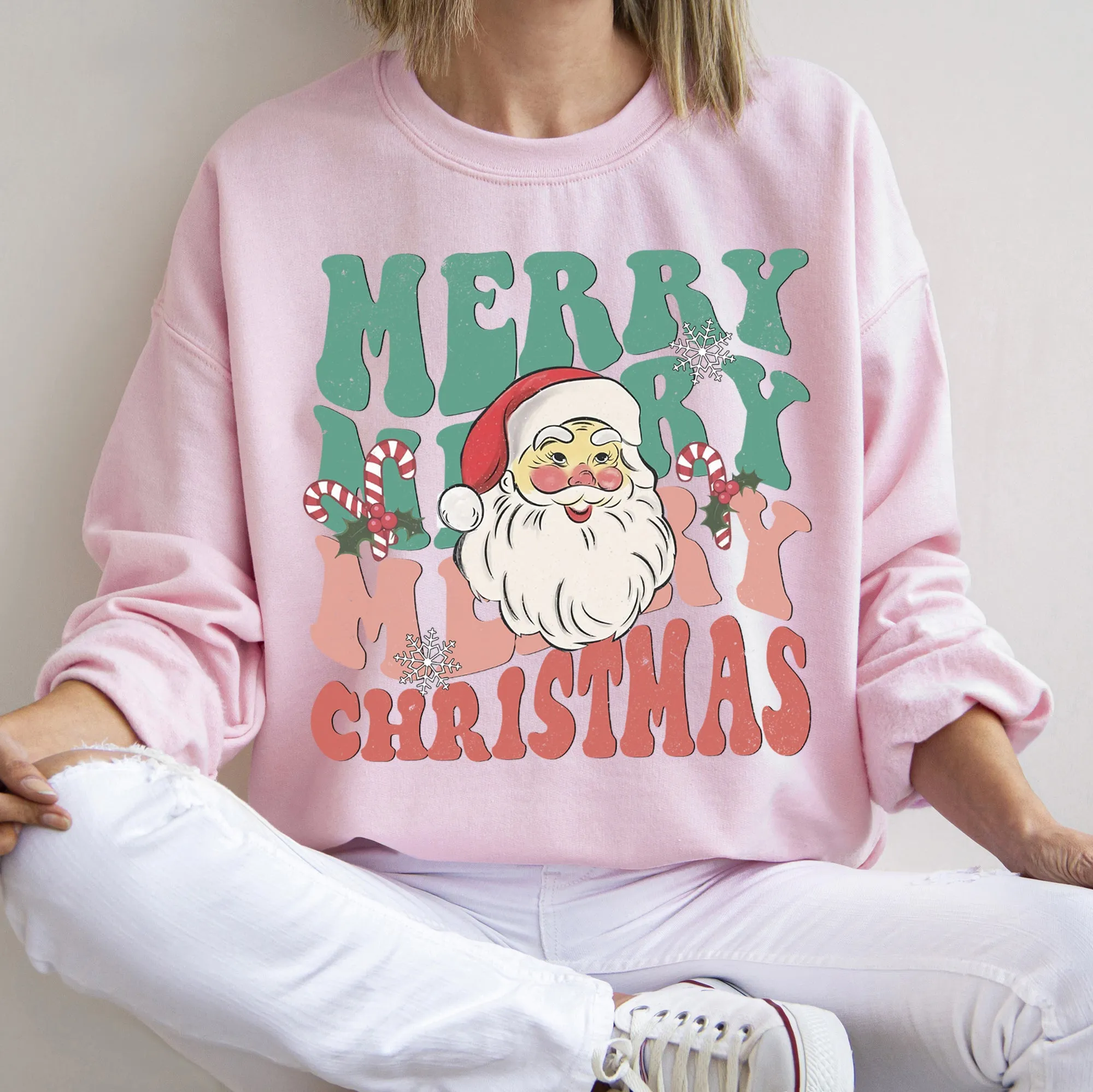 Merry Christmas, Retro Santa Sweatshirt sold by Refinery Number One product image thumbnail 5
