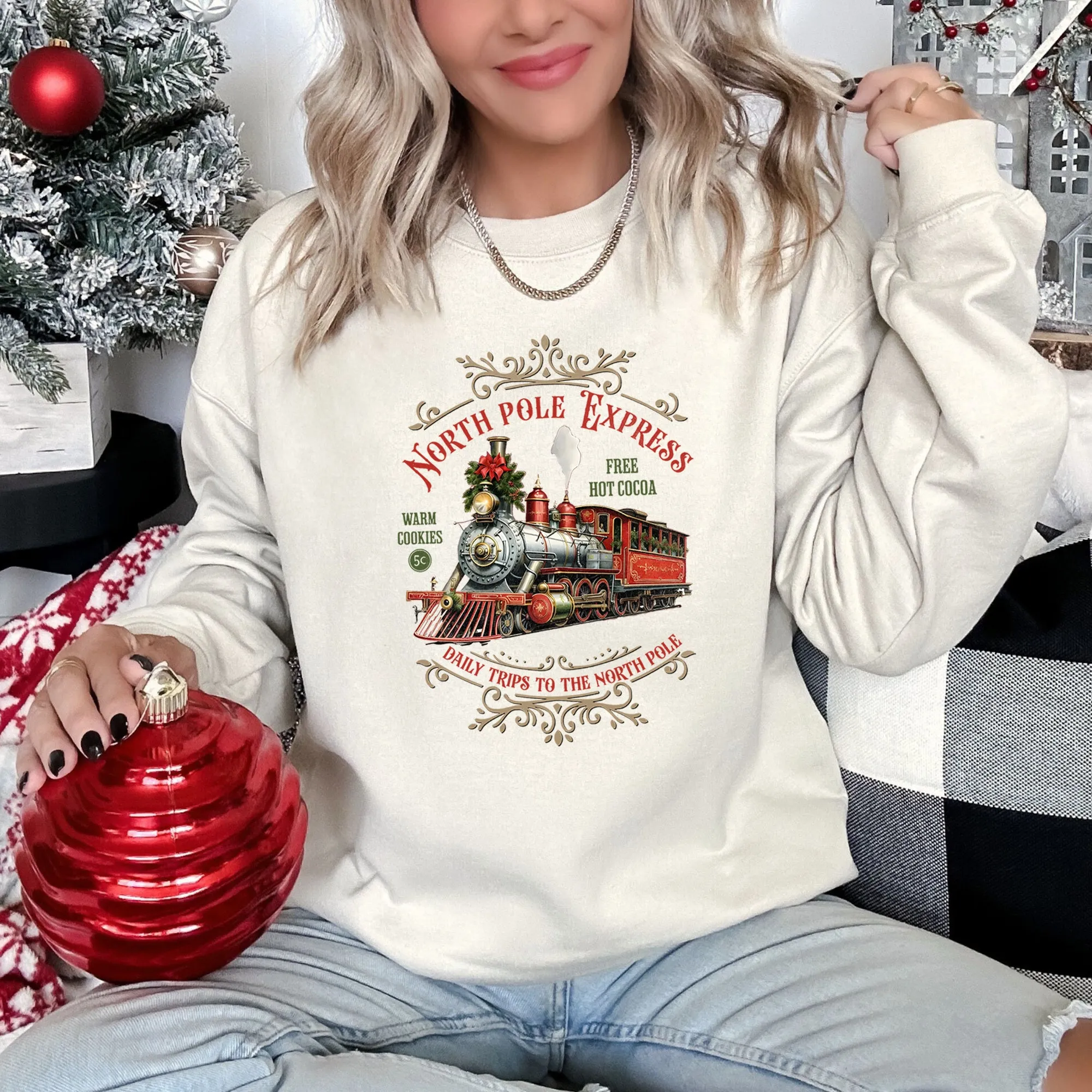 North Pole Express, Vintage Christmas Sweatshirt sold by Refinery Number One product image thumbnail 3