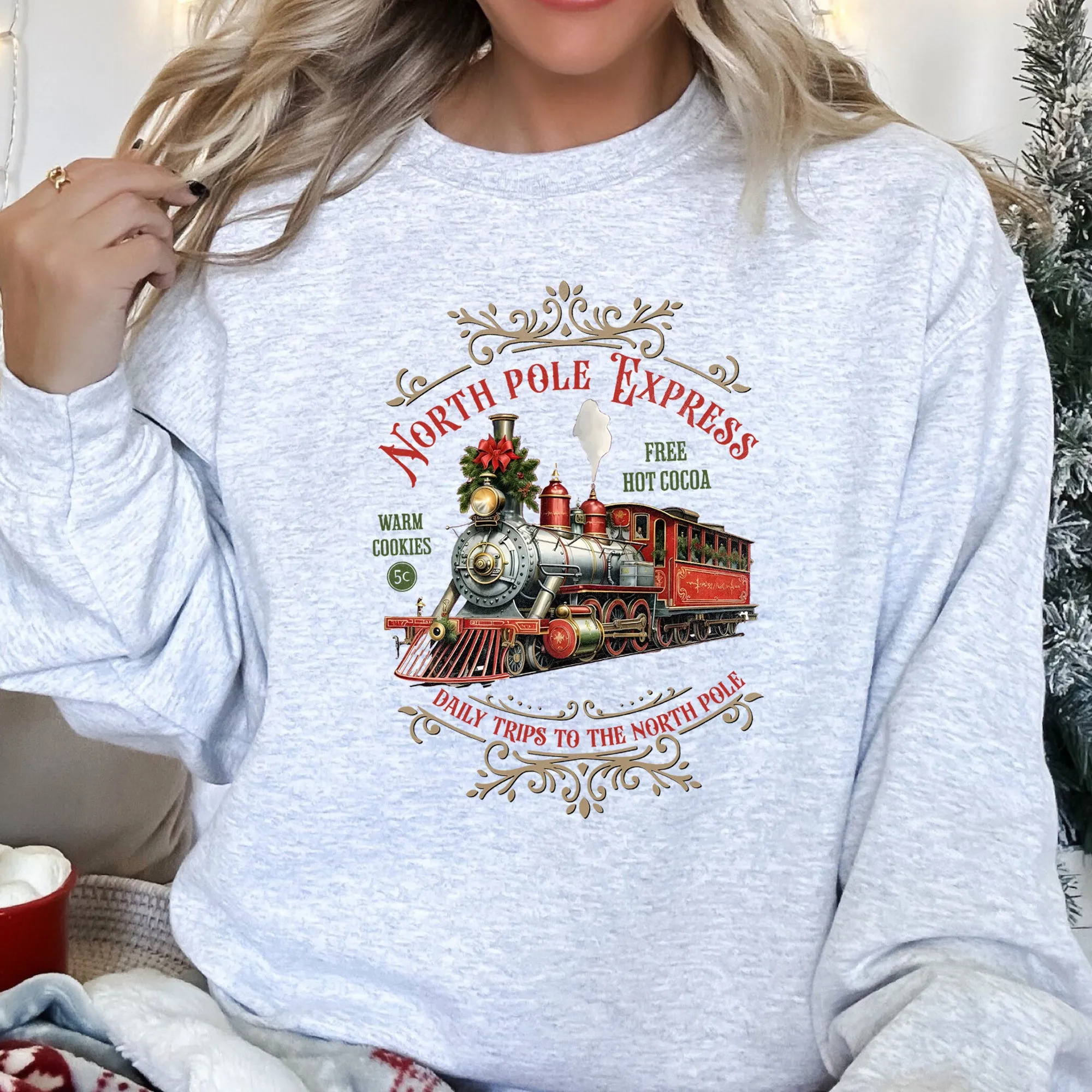 North Pole Express, Vintage Christmas Sweatshirt sold by Refinery Number One product image thumbnail 5