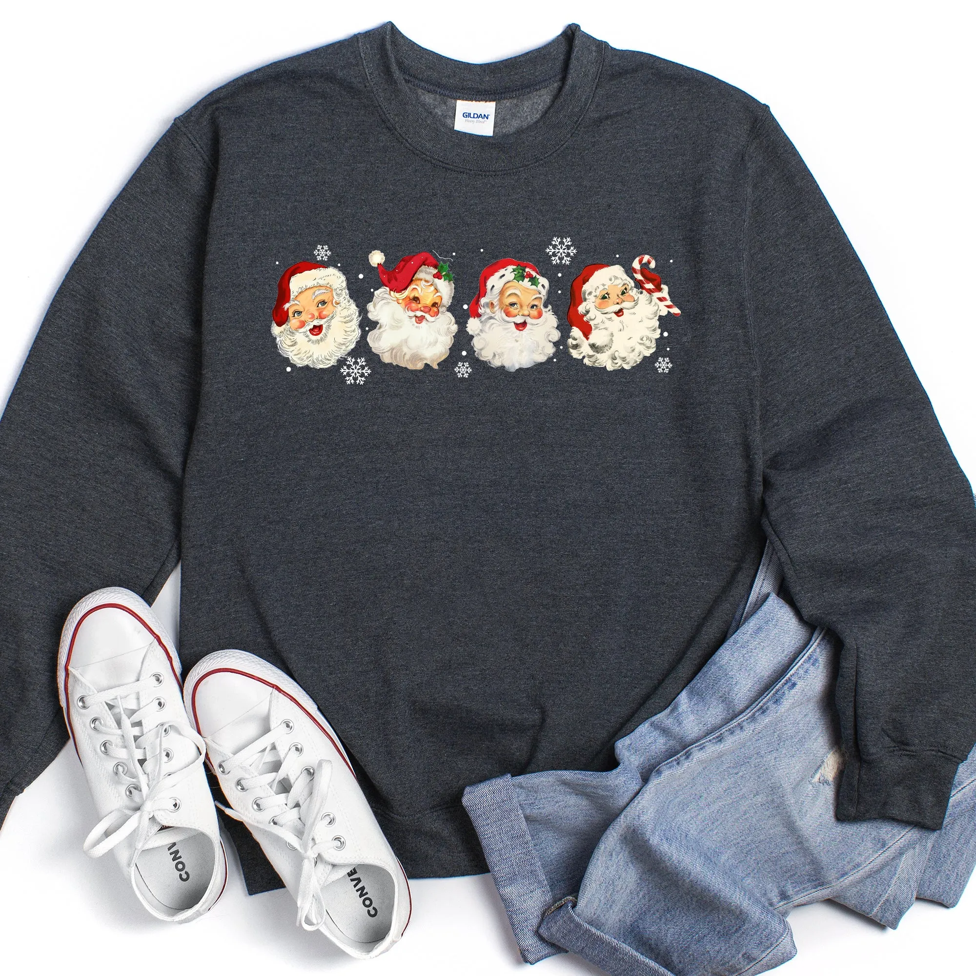 Retro Santas With Snowflakes, Christmas Sweatshirt sold by Refinery Number One product image thumbnail 2
