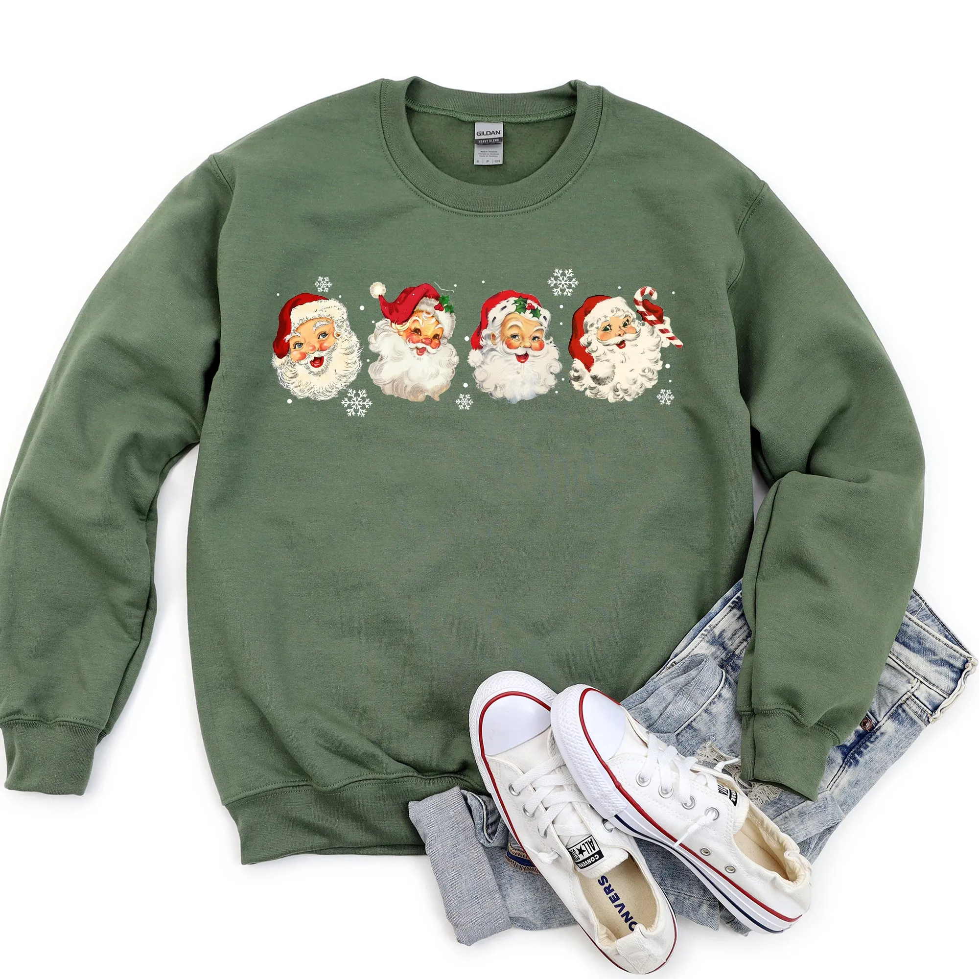 Retro Santas With Snowflakes, Christmas Sweatshirt sold by Refinery Number One product image thumbnail 5