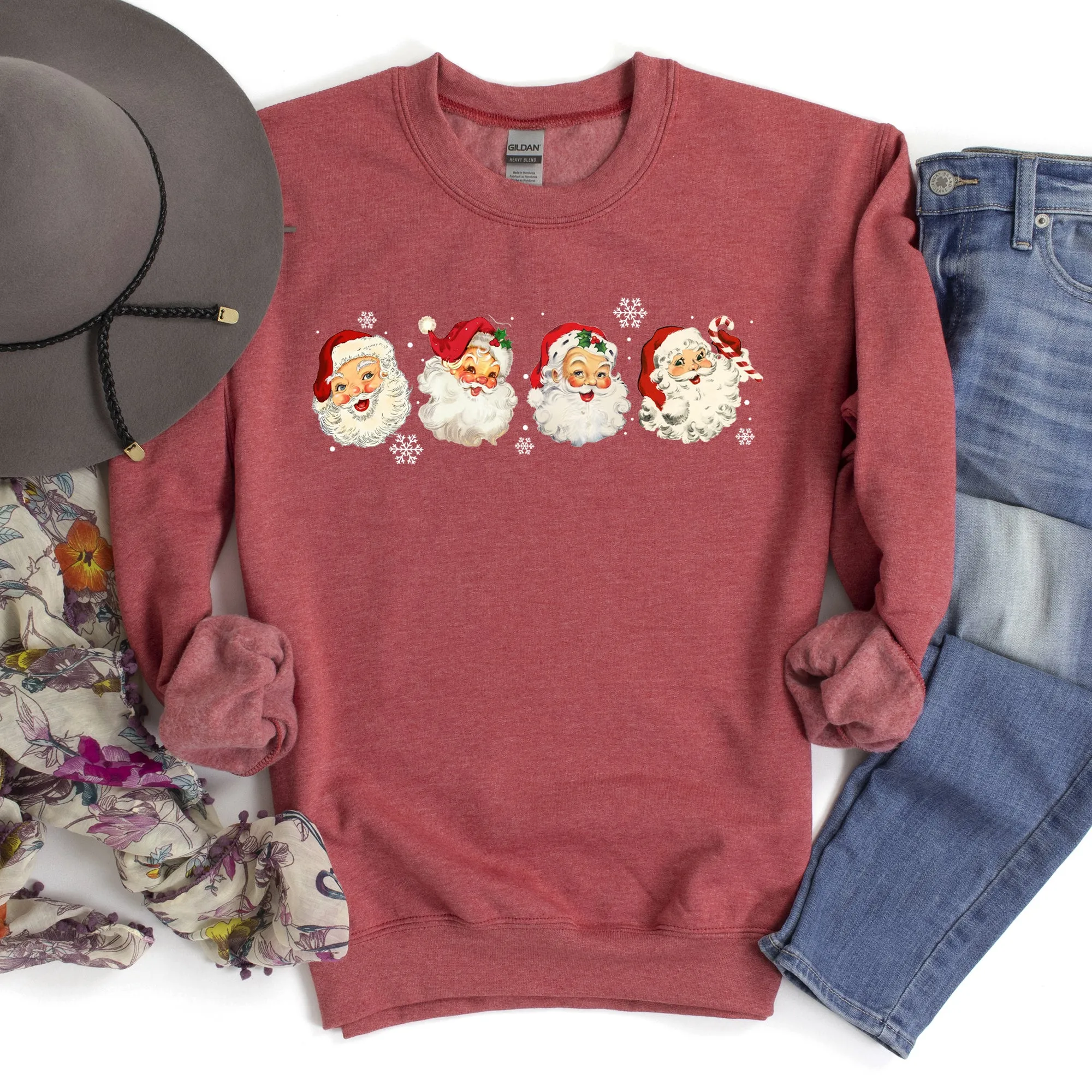 Retro Santas With Snowflakes, Christmas Sweatshirt sold by Refinery Number One product image thumbnail 3