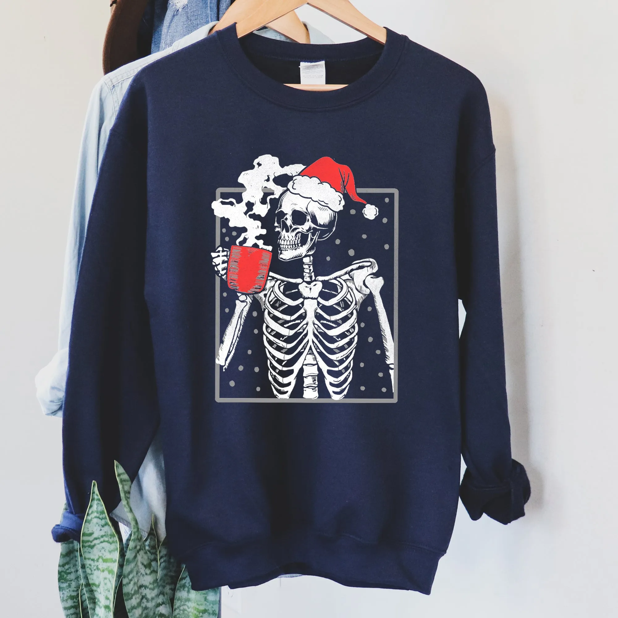 Santa Skeleton Coffee, Vintage, Christmas Sweatshirt sold by Refinery Number One product image thumbnail 4