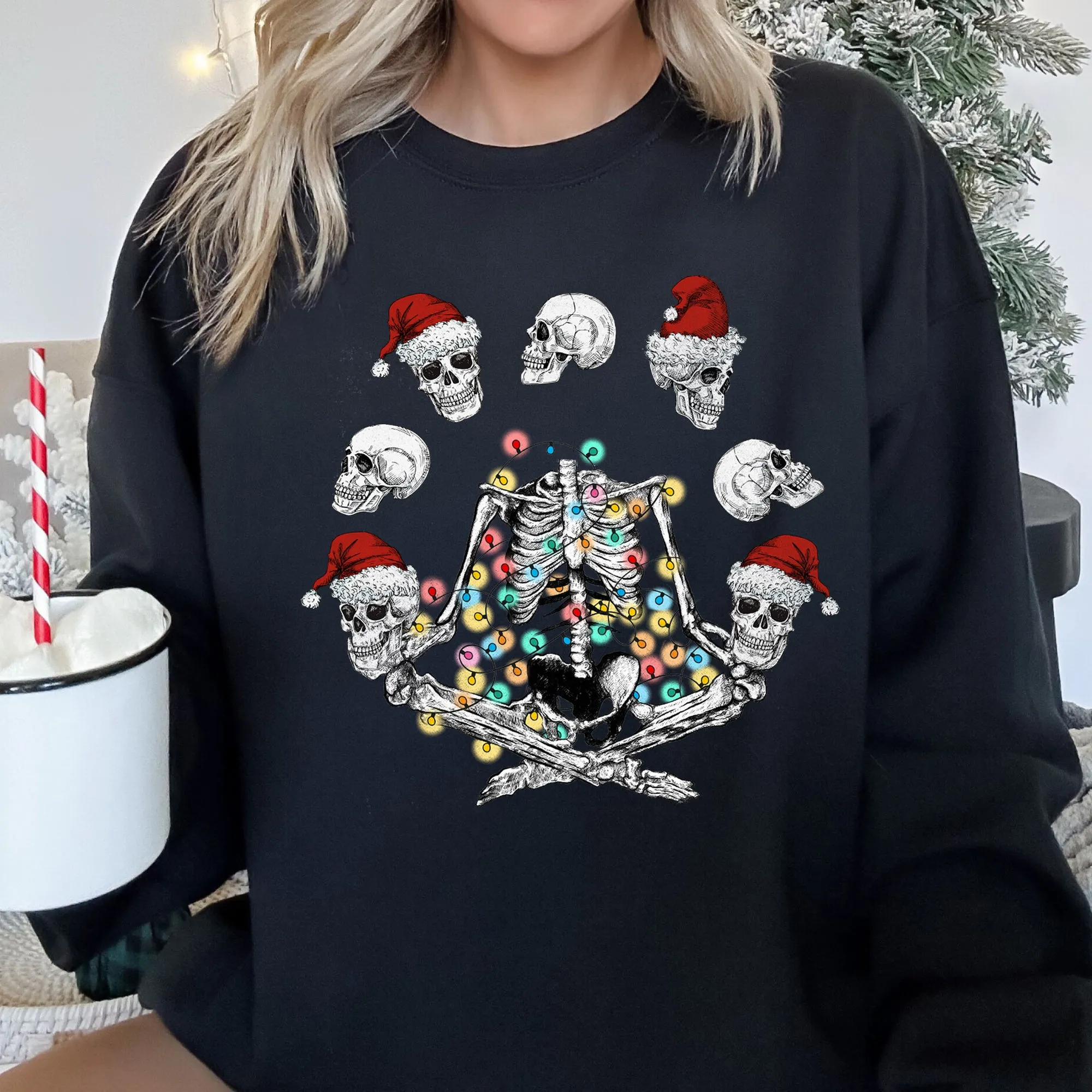 Skeleton Christmas, Juggling, Yoga Sweatshirt sold by Refinery Number One