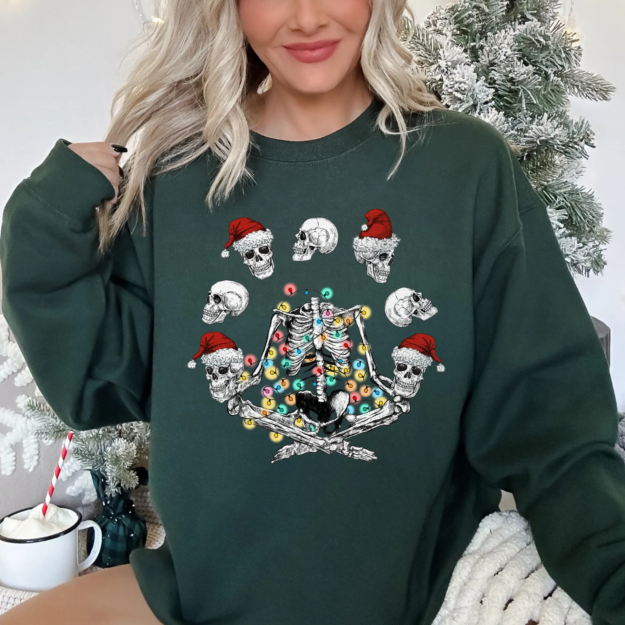 Skeleton Christmas, Juggling, Yoga Sweatshirt sold by Refinery Number One product image thumbnail 2