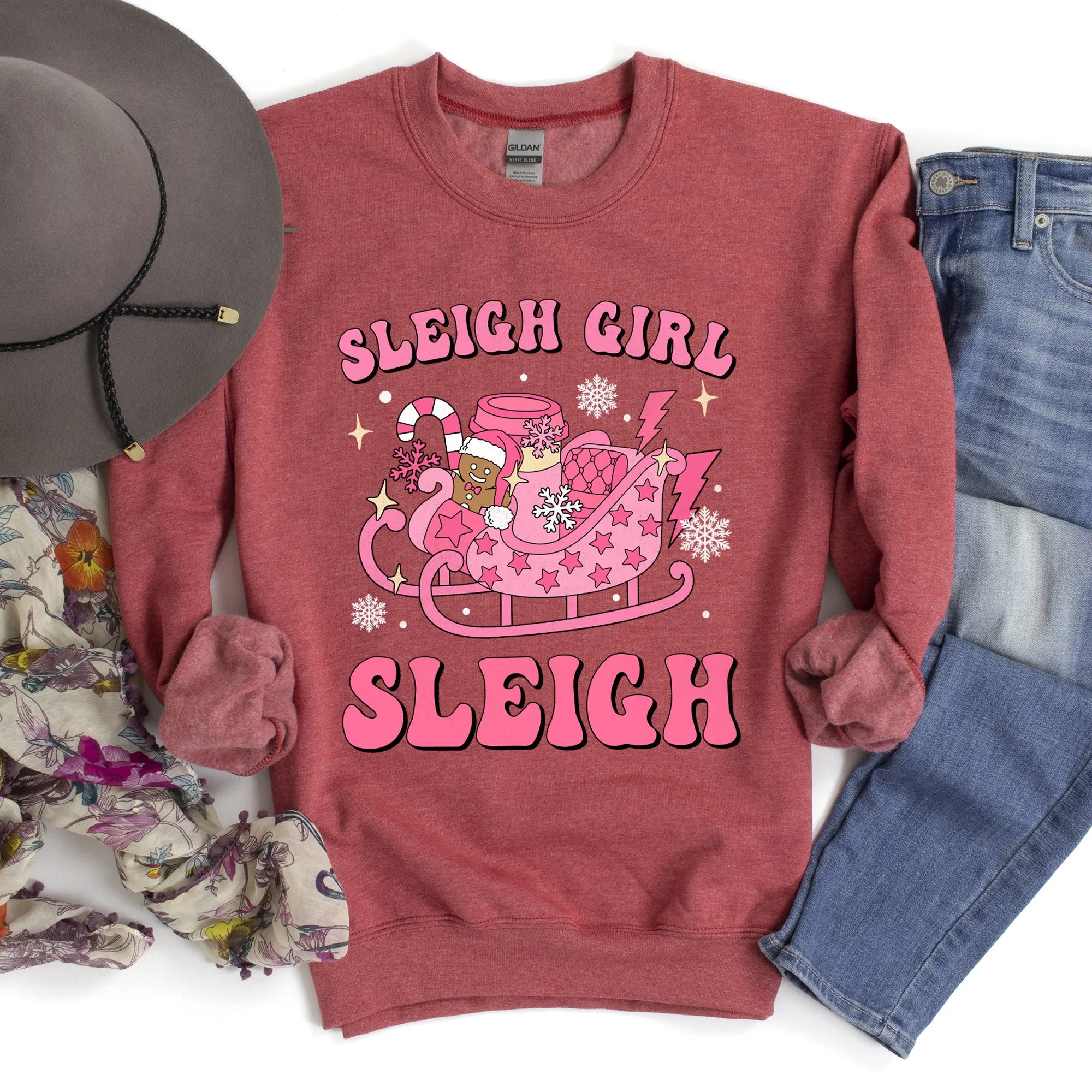 Sleigh Girl Sleigh, Christmas Retro Sweatshirt sold by Refinery Number One product image thumbnail 4