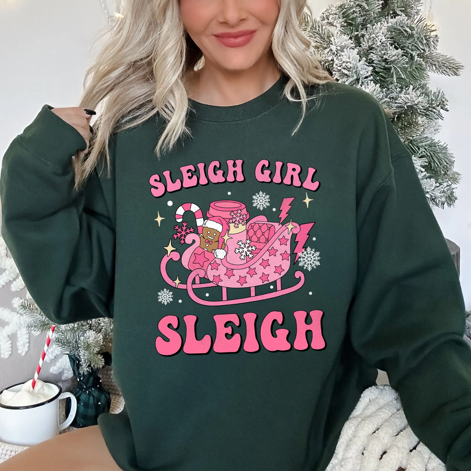 Sleigh Girl Sleigh, Christmas Retro Sweatshirt sold by Refinery Number One product image thumbnail 2