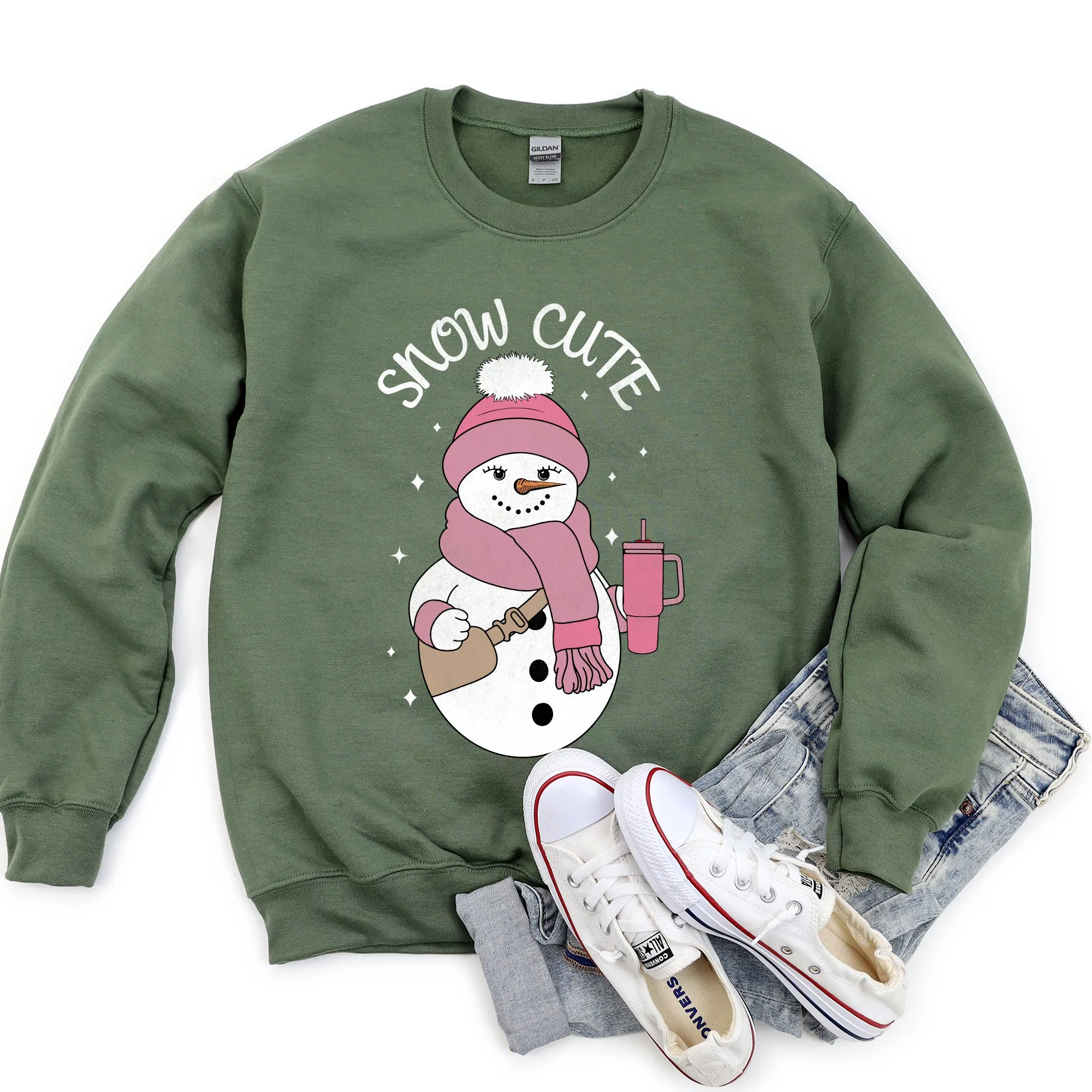Snow Cute, Bougie Snowman Christmas Sweatshirt sold by Refinery Number One product image thumbnail 4