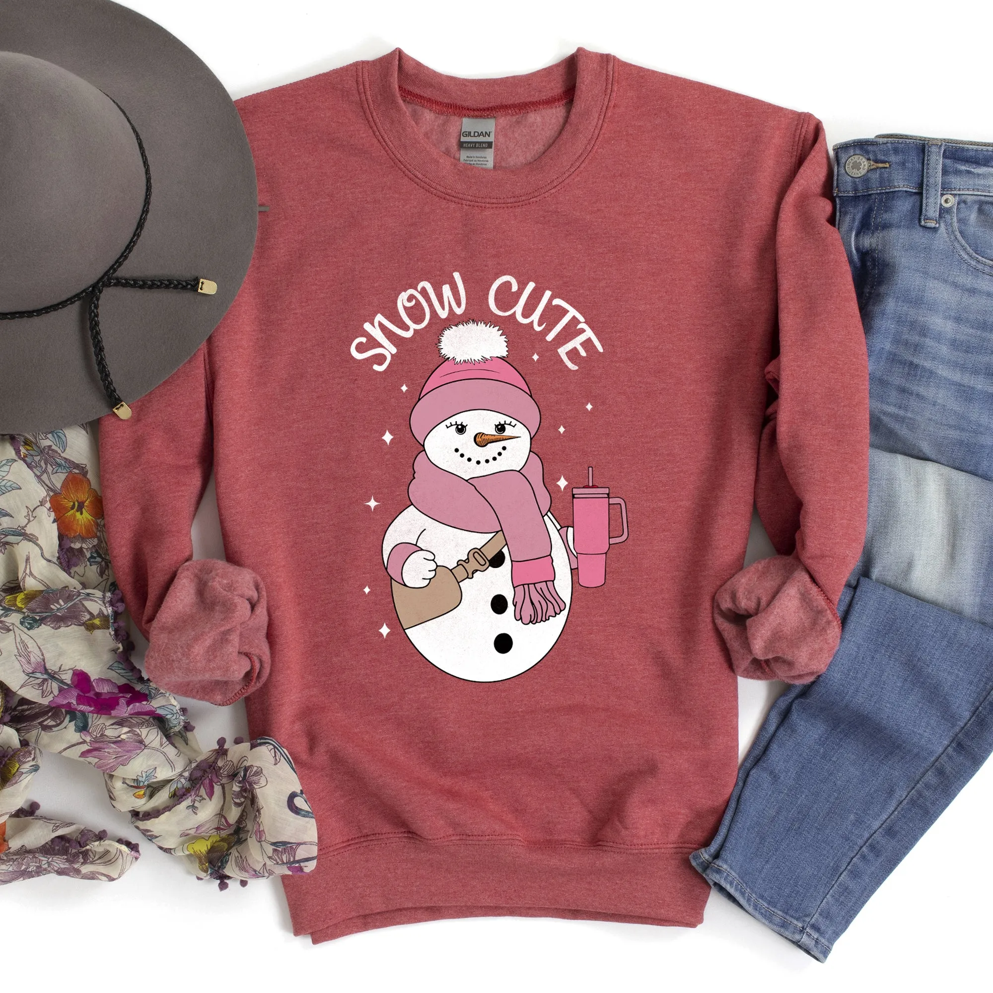 Snow Cute, Bougie Snowman Christmas Sweatshirt sold by Refinery Number One product image thumbnail 3