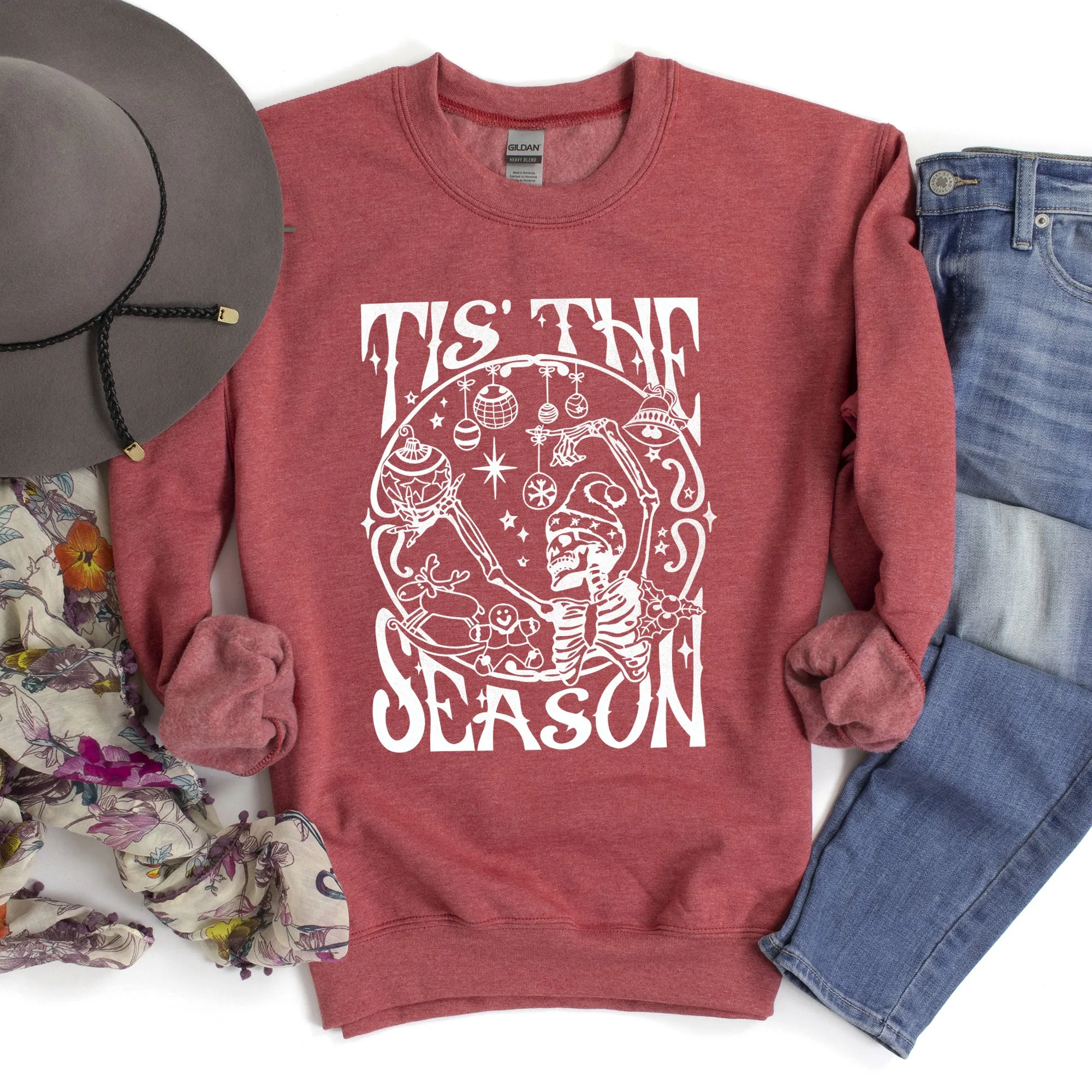 Tis The Season, Christmas Skeleton Jolly Sweatshirt sold by Refinery Number One product image thumbnail 3