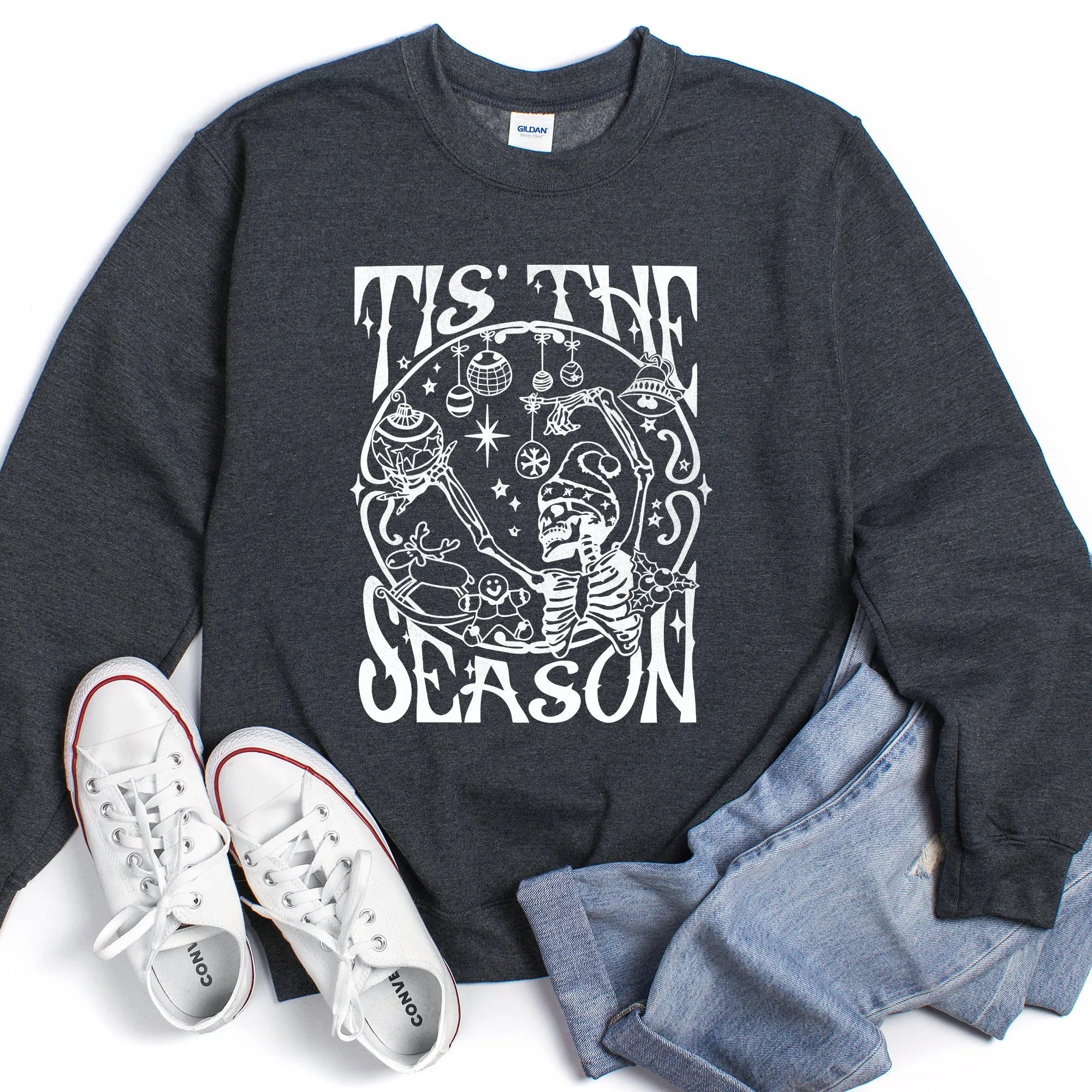 Tis The Season, Christmas Skeleton Jolly Sweatshirt sold by Refinery Number One product image thumbnail 2