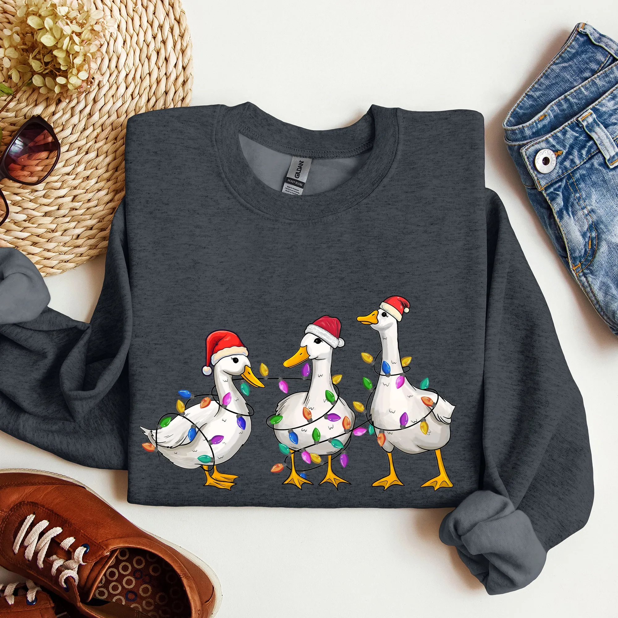 Adorable Christmas Ducks, Santa, Farmlife Sweatshirt sold by Refinery Number One product image thumbnail 3