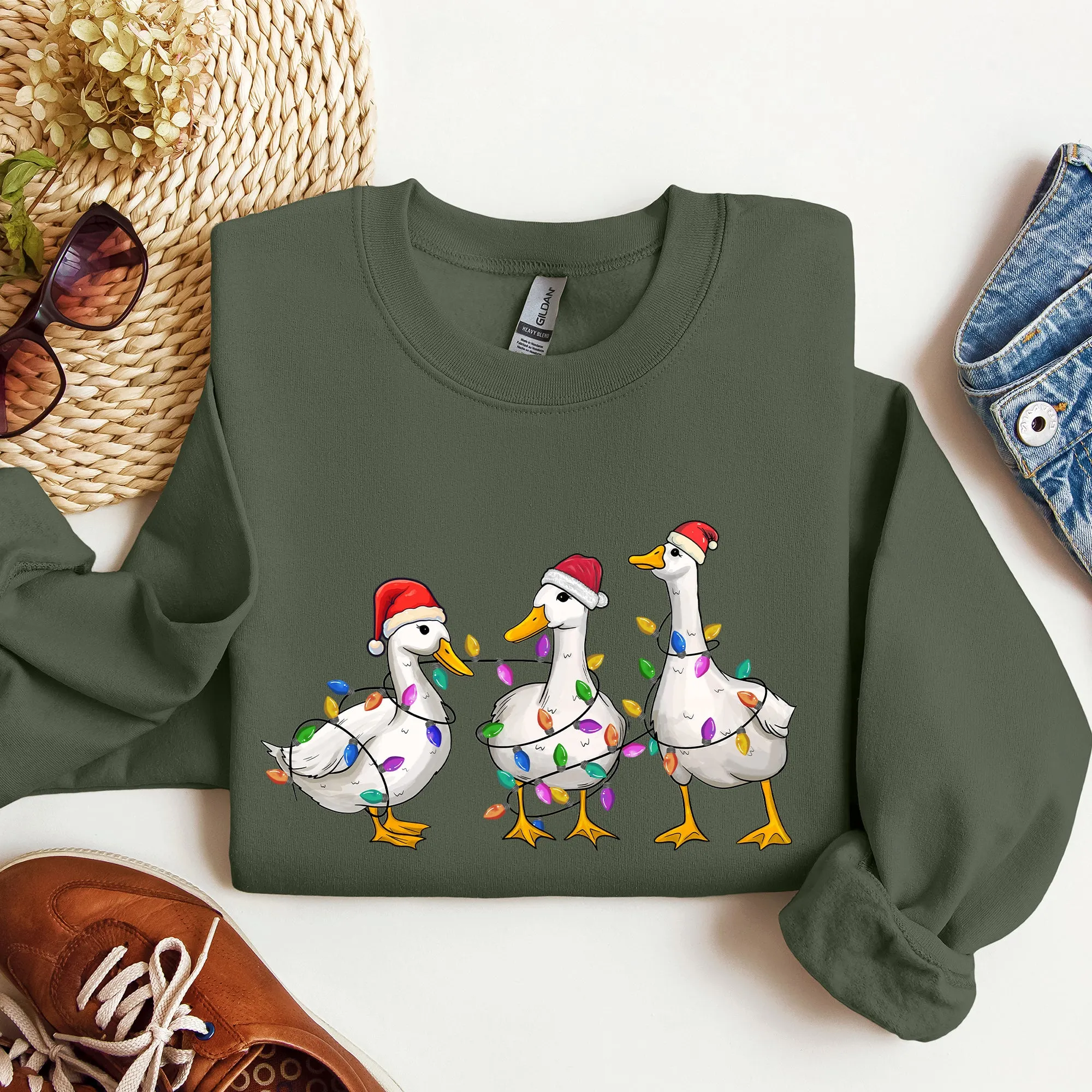 Adorable Christmas Ducks, Santa, Farmlife Sweatshirt sold by Refinery Number One product image thumbnail 5