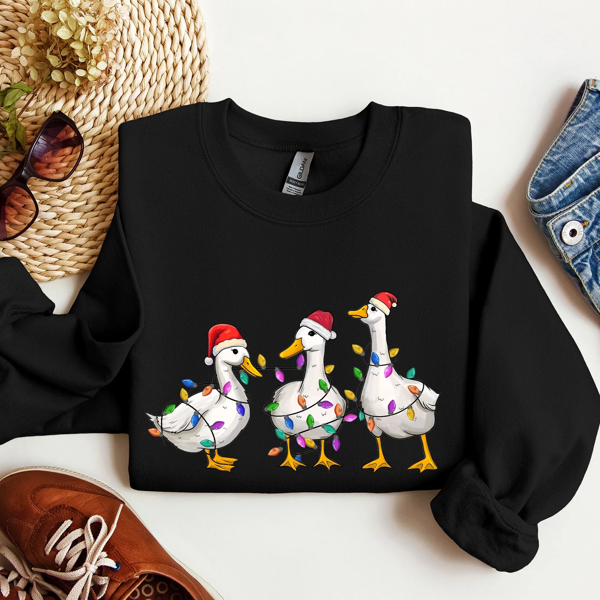 Adorable Christmas Ducks, Santa, Farmlife Sweatshirt sold by Refinery Number One
