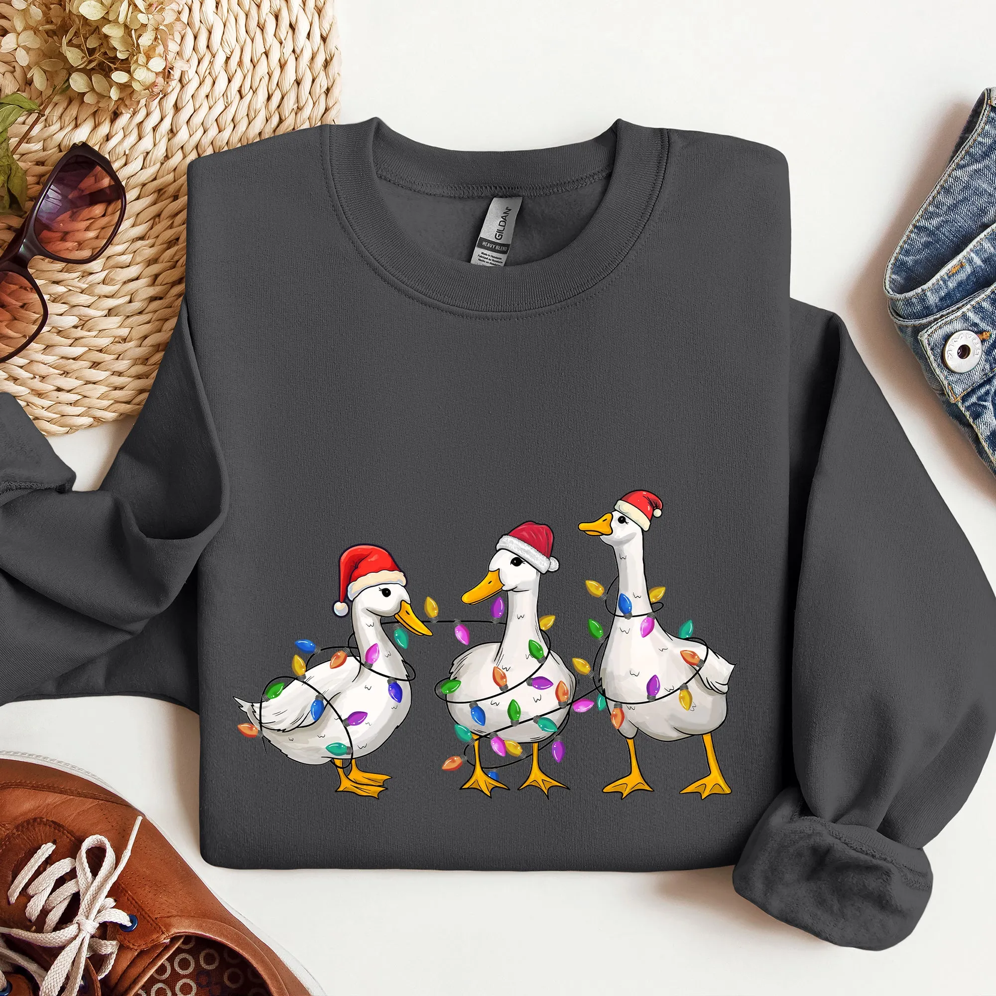 Adorable Christmas Ducks, Santa, Farmlife Sweatshirt sold by Refinery Number One product image thumbnail 2