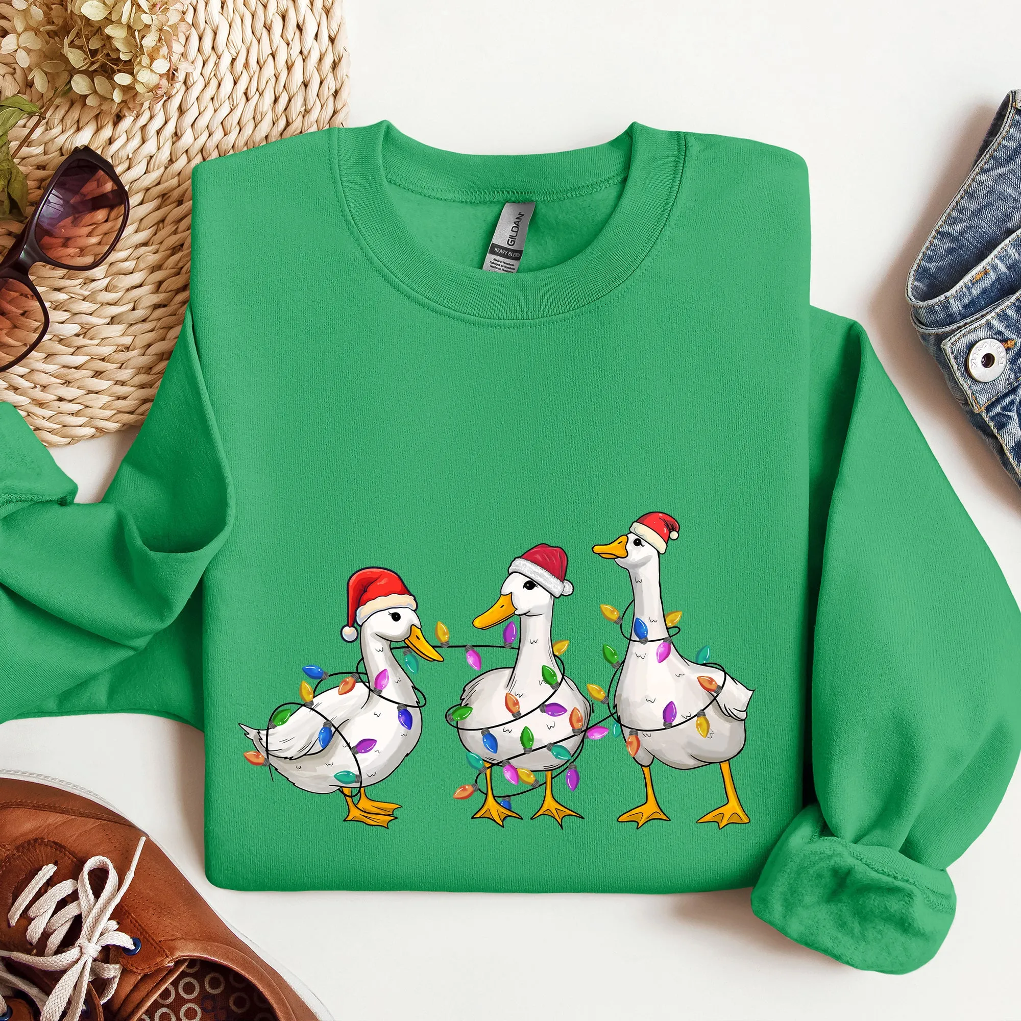 Adorable Christmas Ducks, Santa, Farmlife Sweatshirt sold by Refinery Number One product image thumbnail 4
